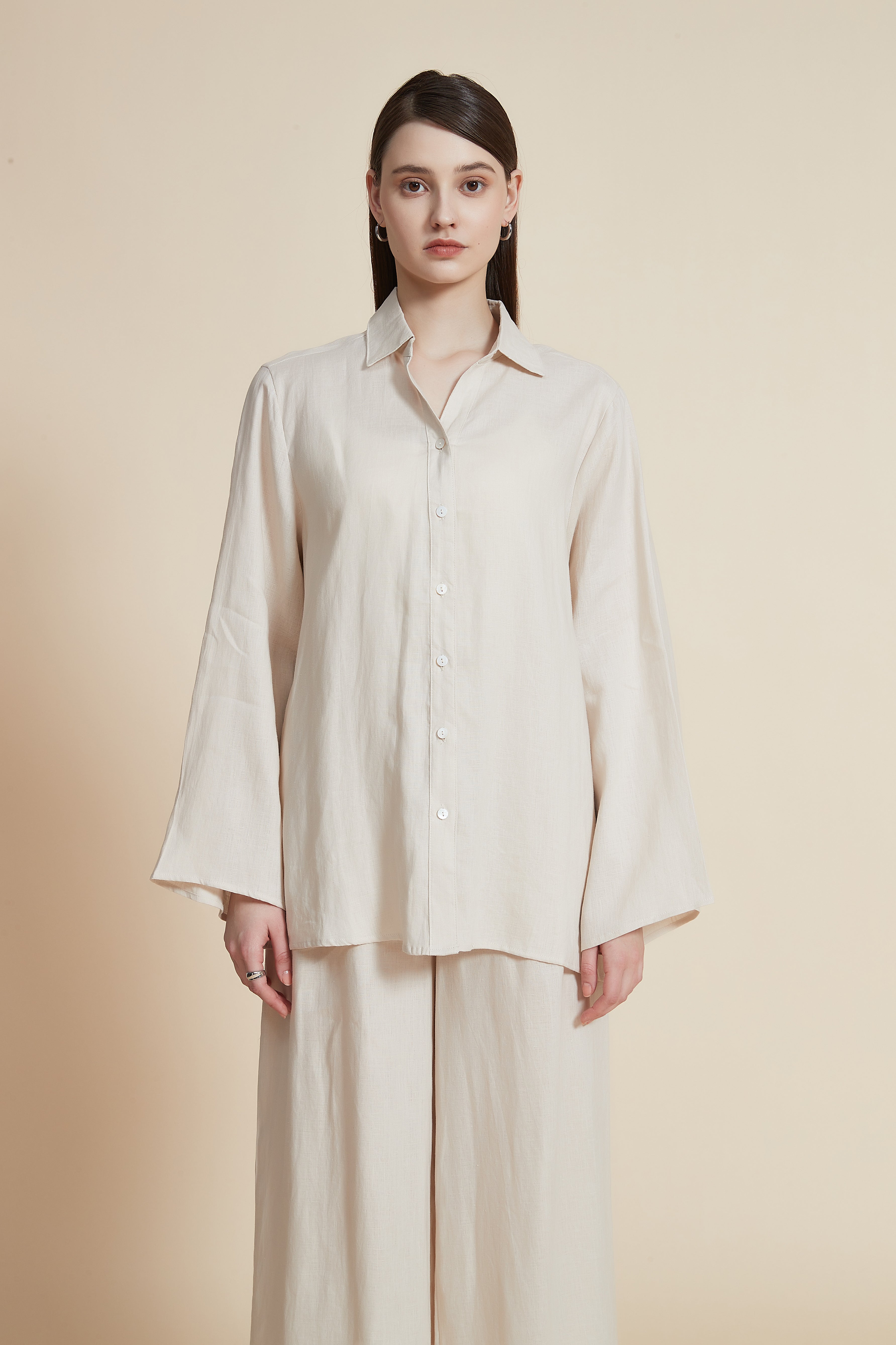 Long Sleeve Loose Shirt with Collar