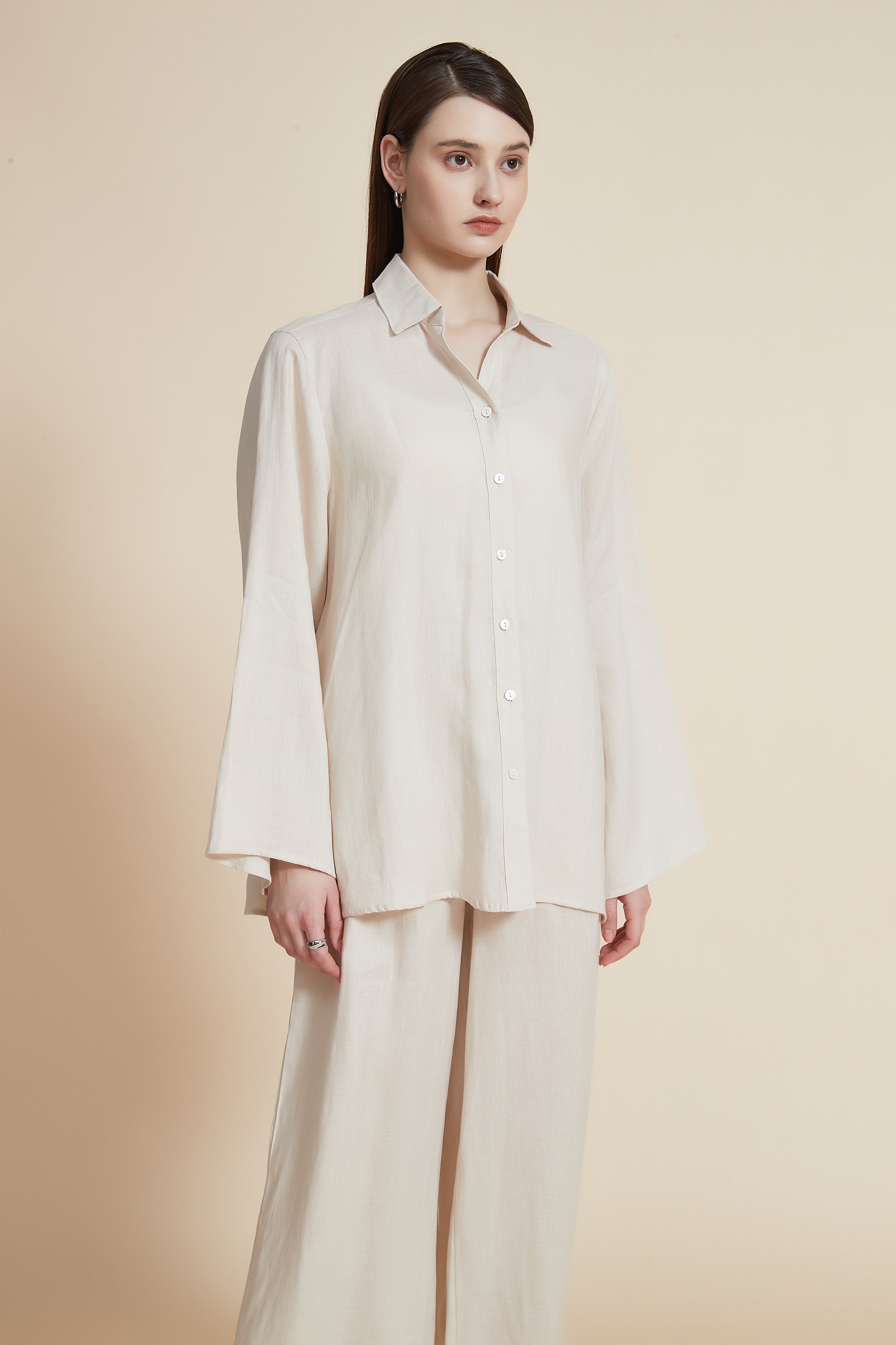 Long Sleeve Loose Shirt with Collar