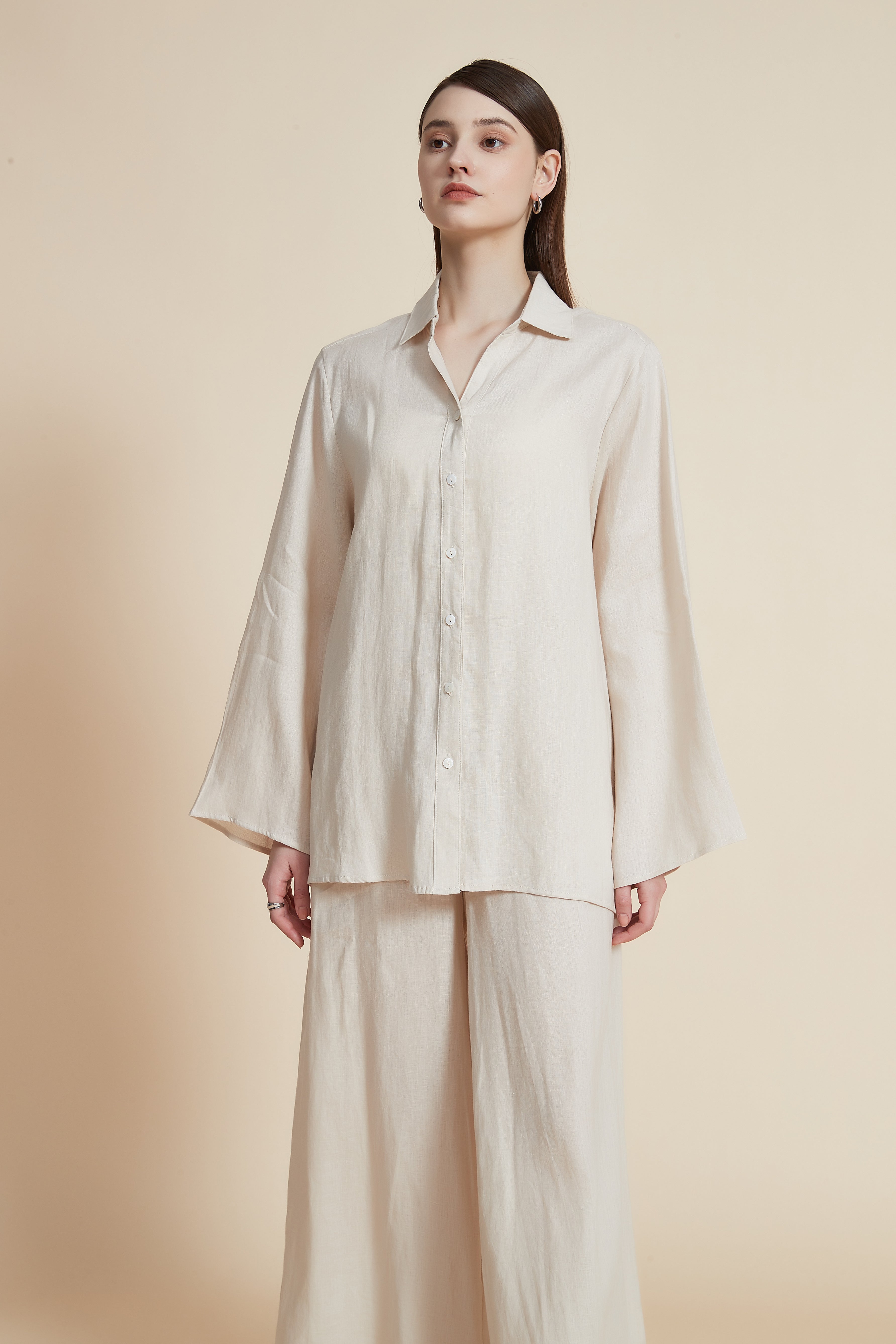 Long Sleeve Loose Shirt with Collar