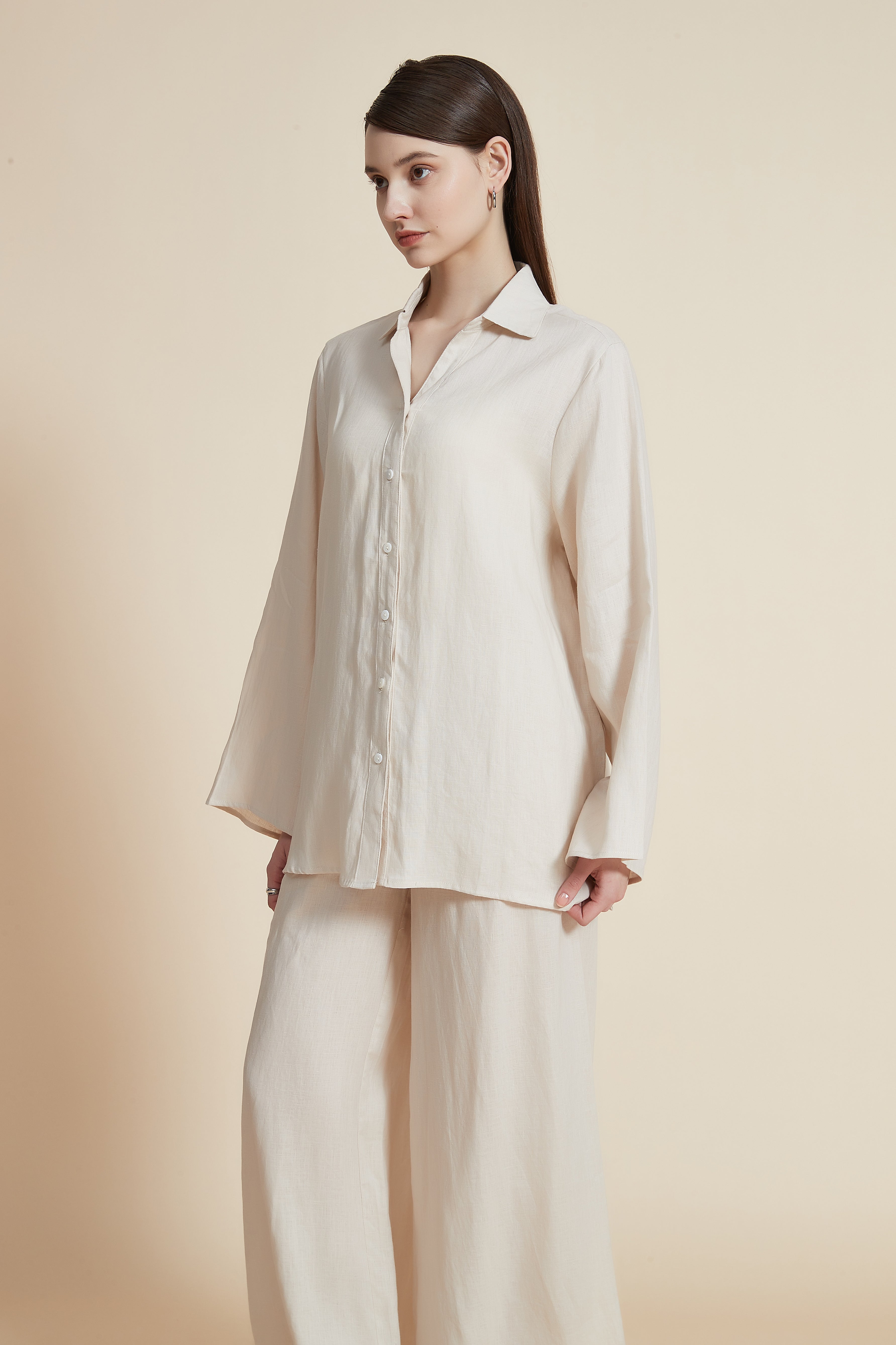 Long Sleeve Loose Shirt with Collar