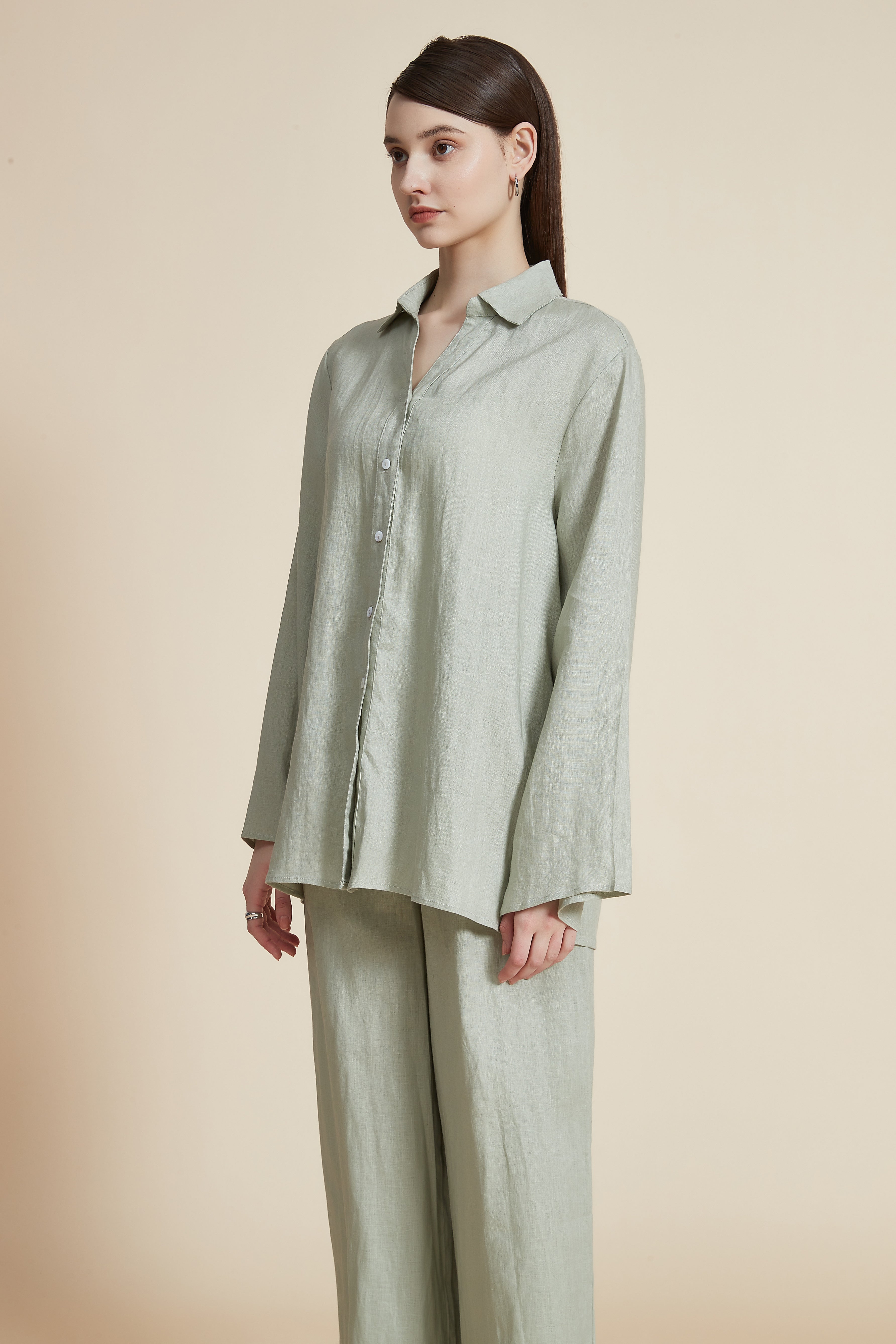 Long Sleeve Loose Shirt with Collar