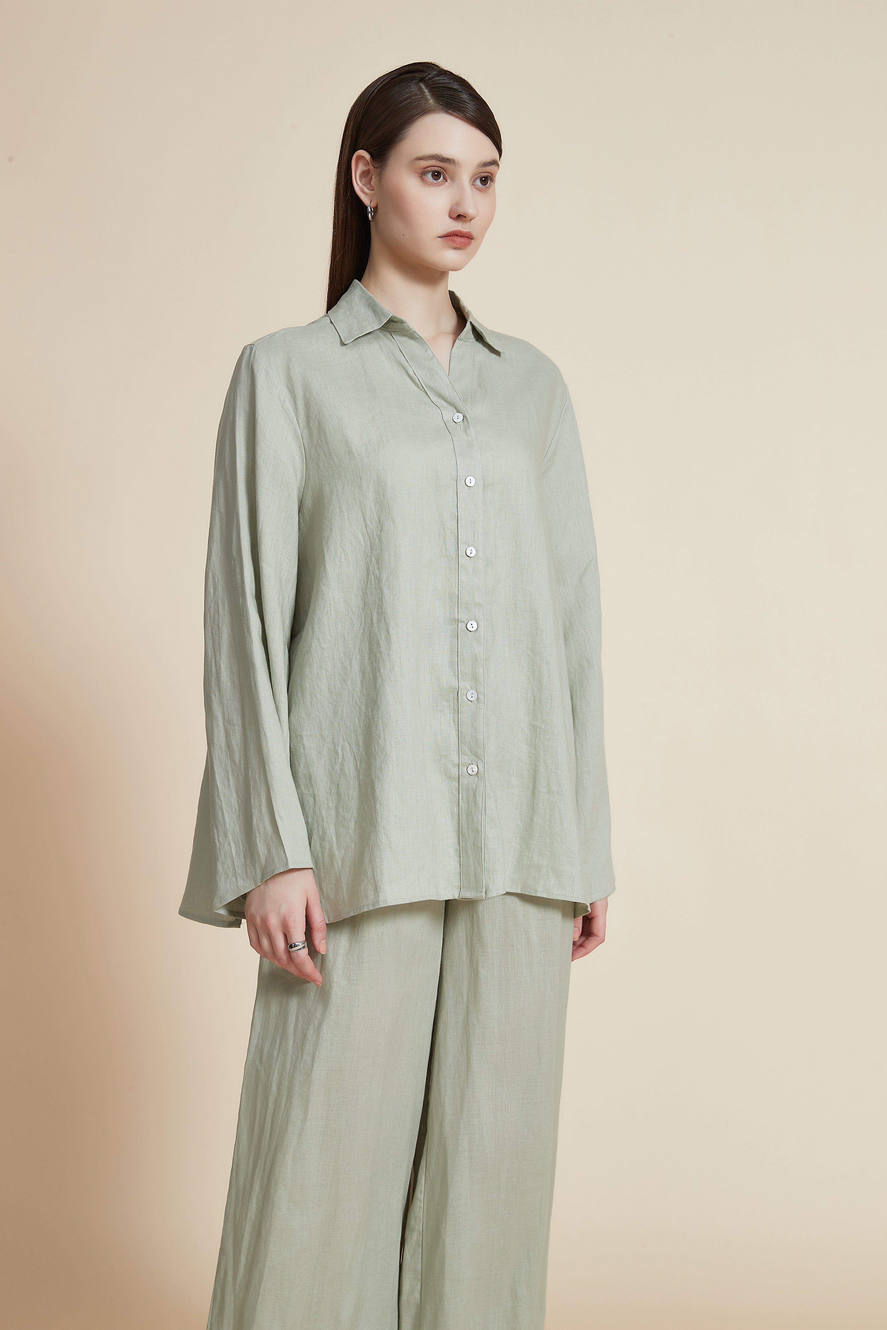 Long Sleeve Loose Shirt with Collar