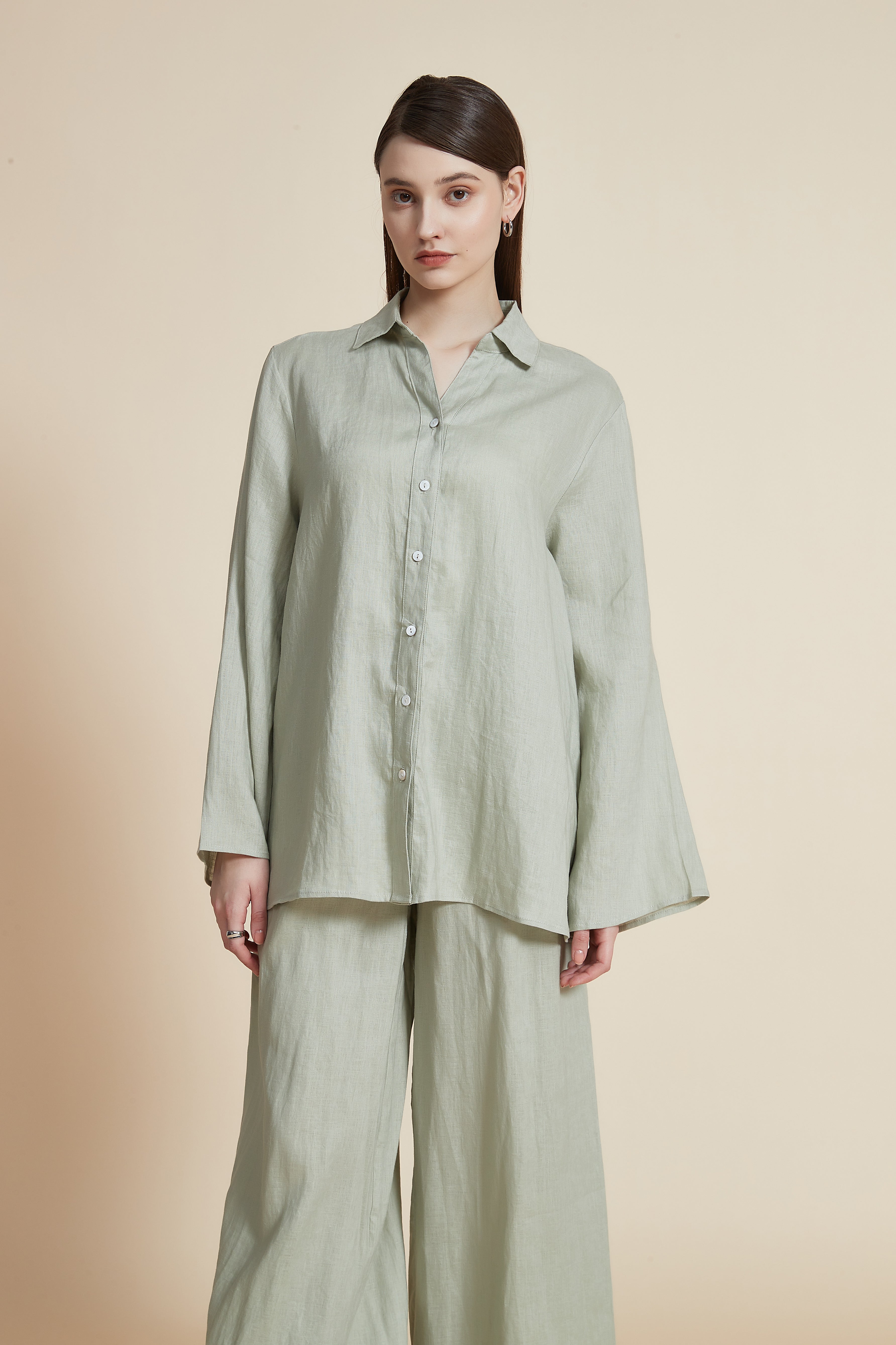 Long Sleeve Loose Shirt with Collar