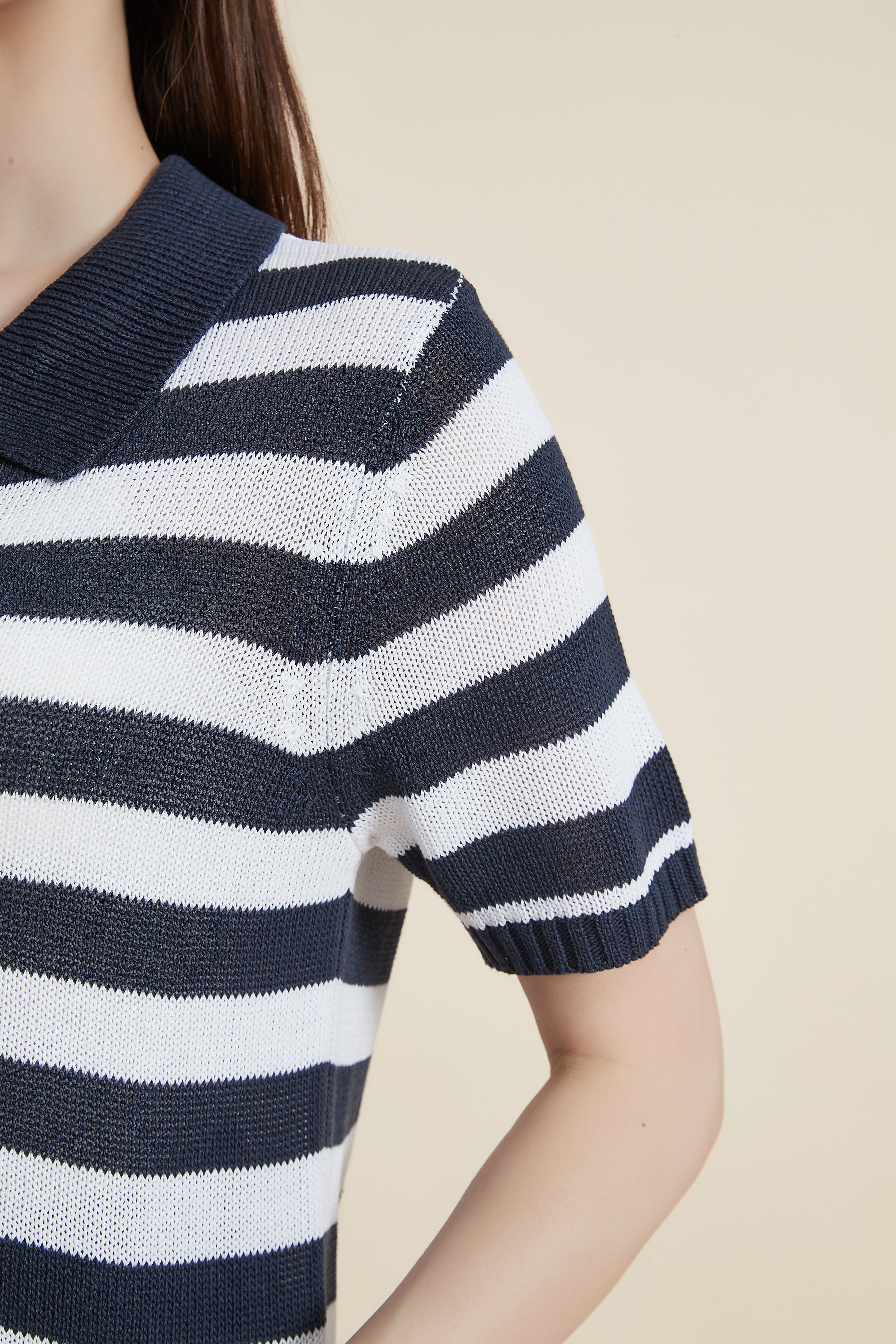 Striped Half-Sleeve Shirt Blouse