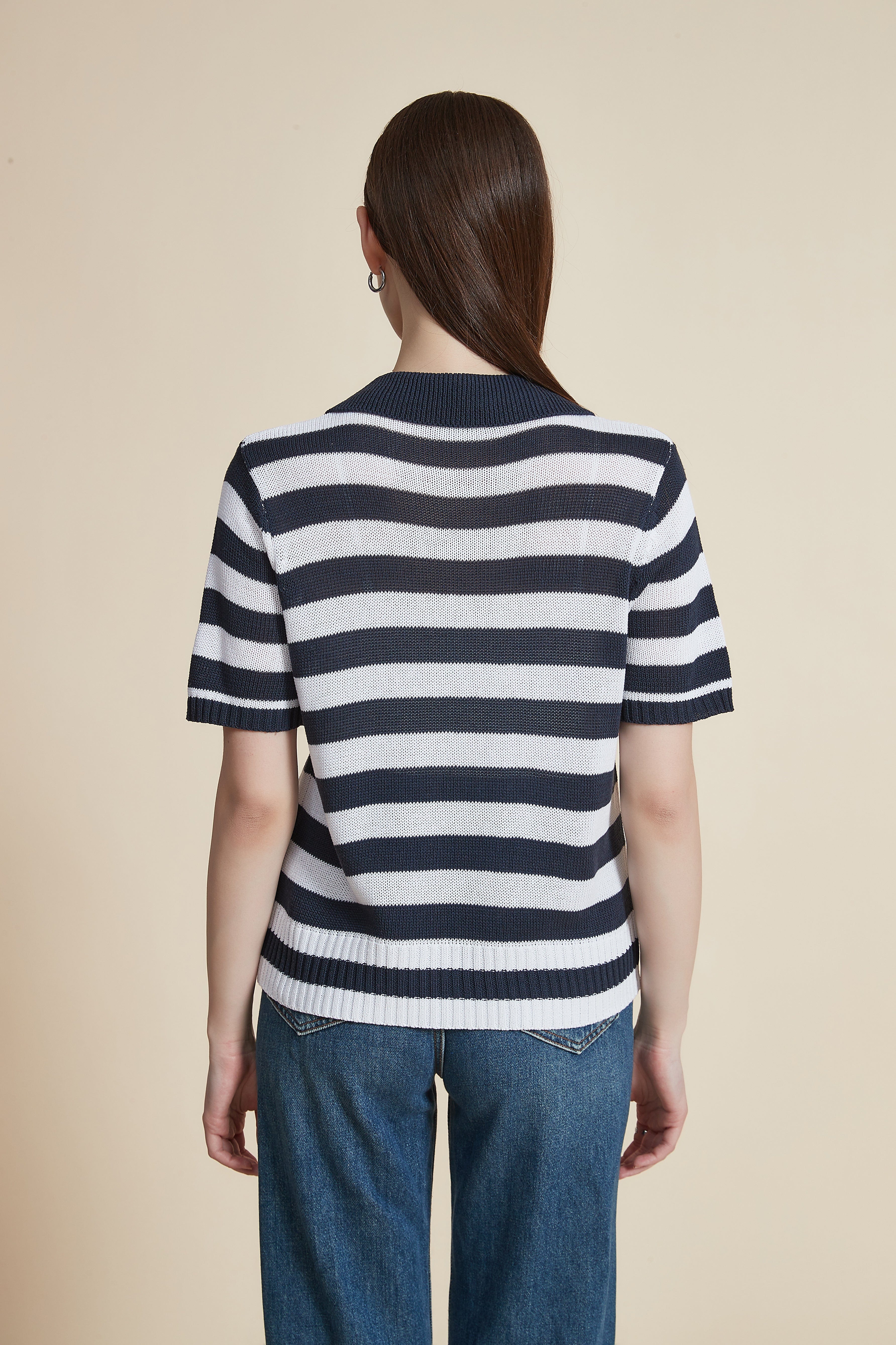 Striped Half-Sleeve Shirt Blouse