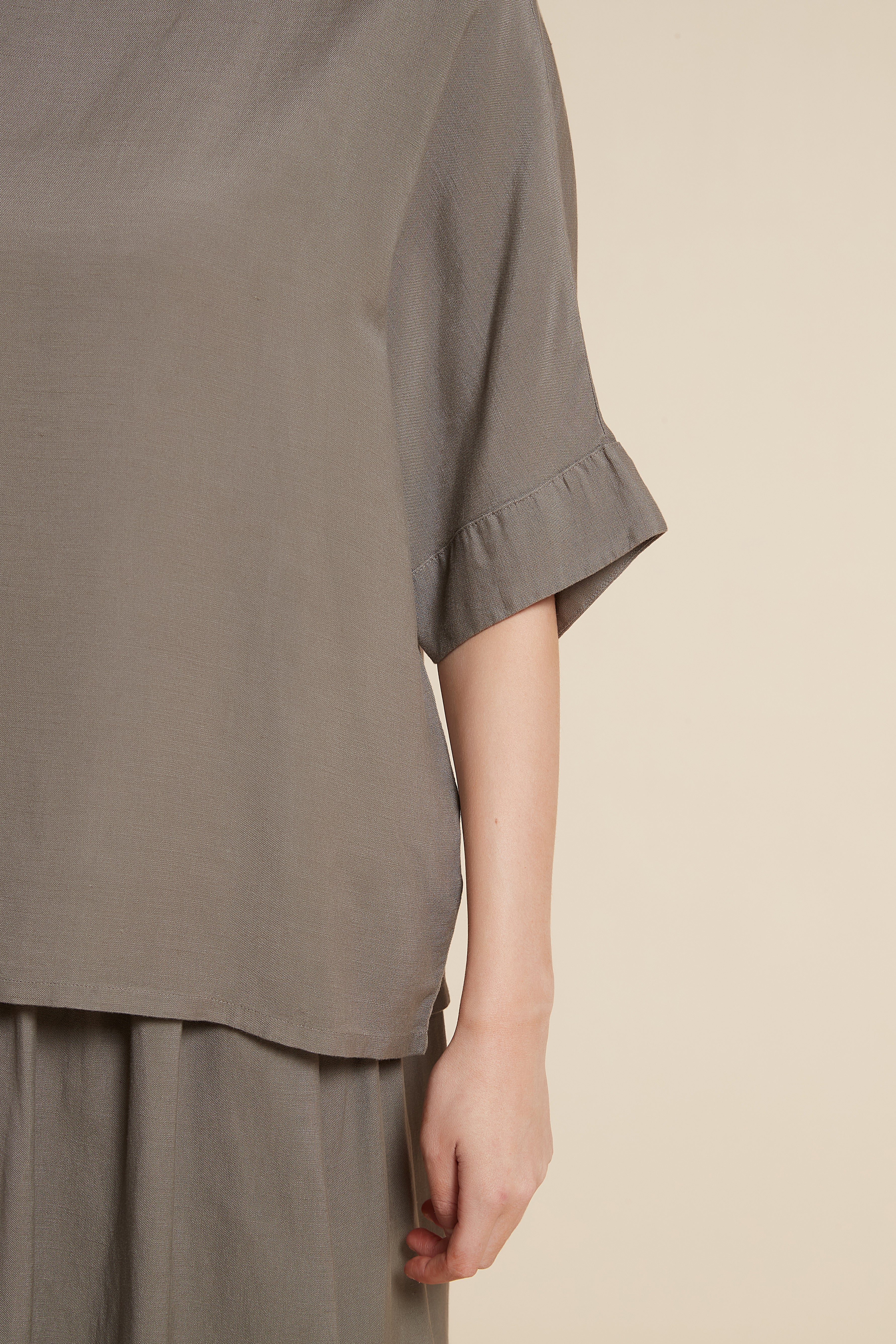 Solid Short Sleeve Blouse with Front Buttons