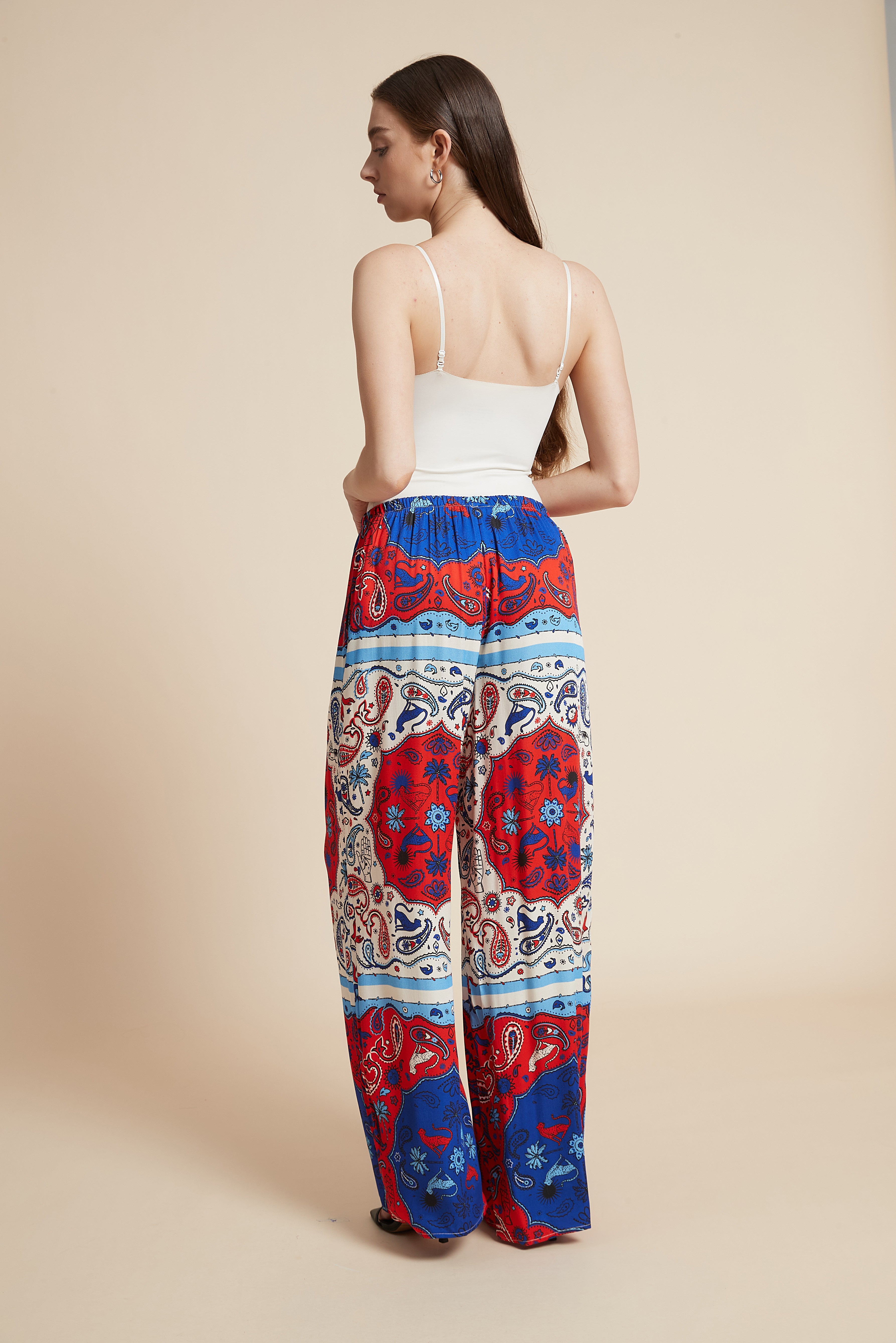 Wide-Leg Printed Trousers
