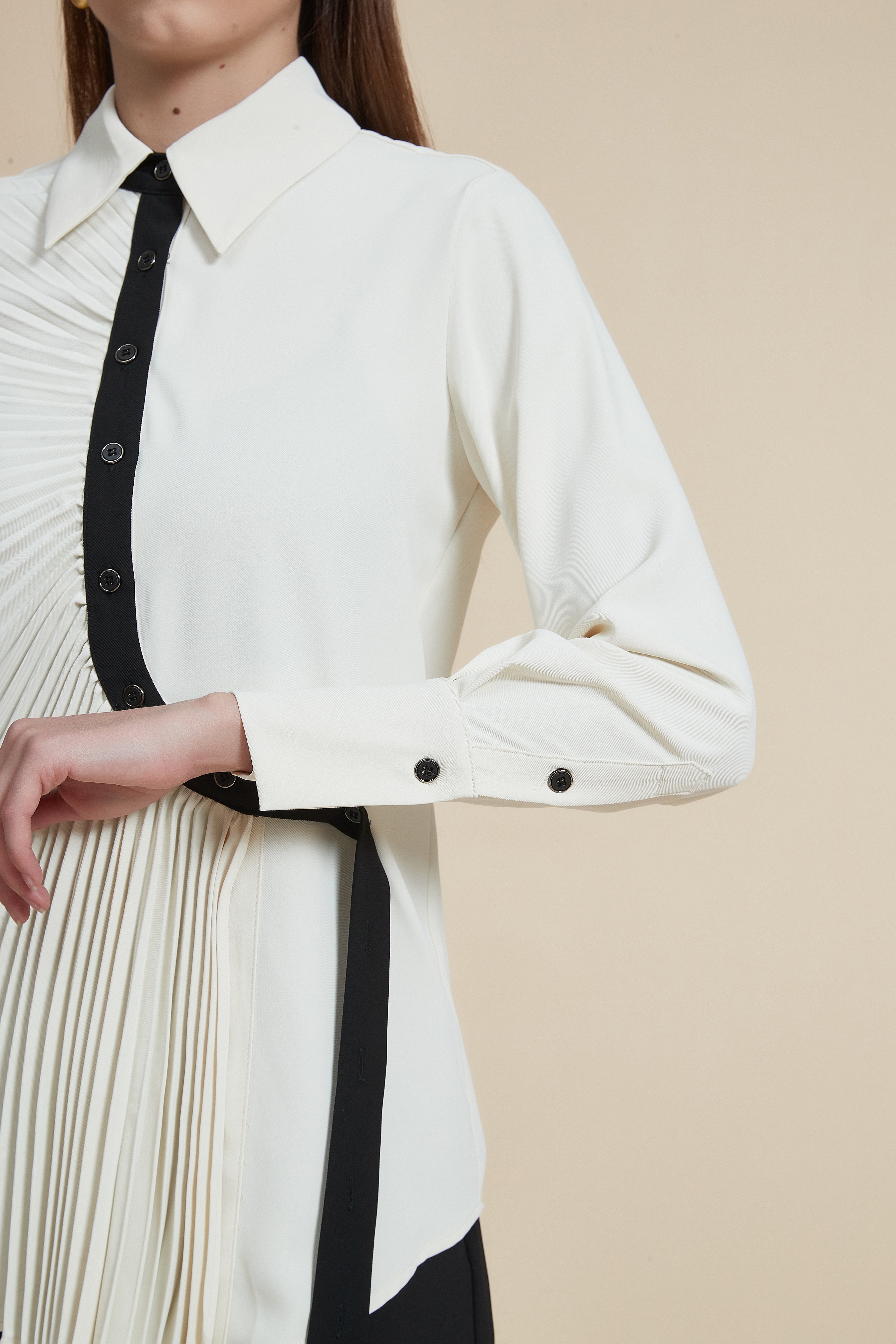 Ruffled long-sleeve blouse