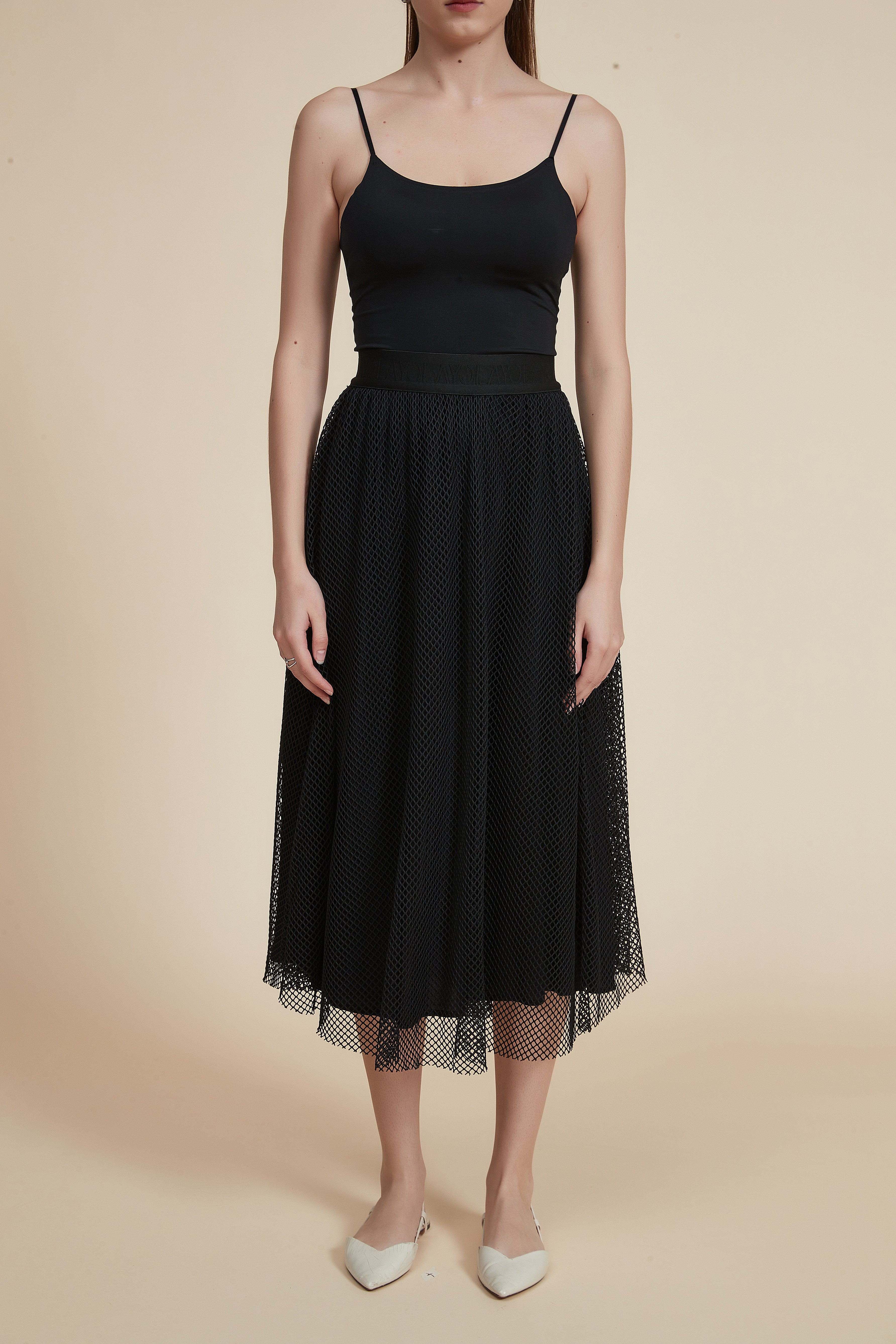 Lace Midi Skirt with Elastic Waistband