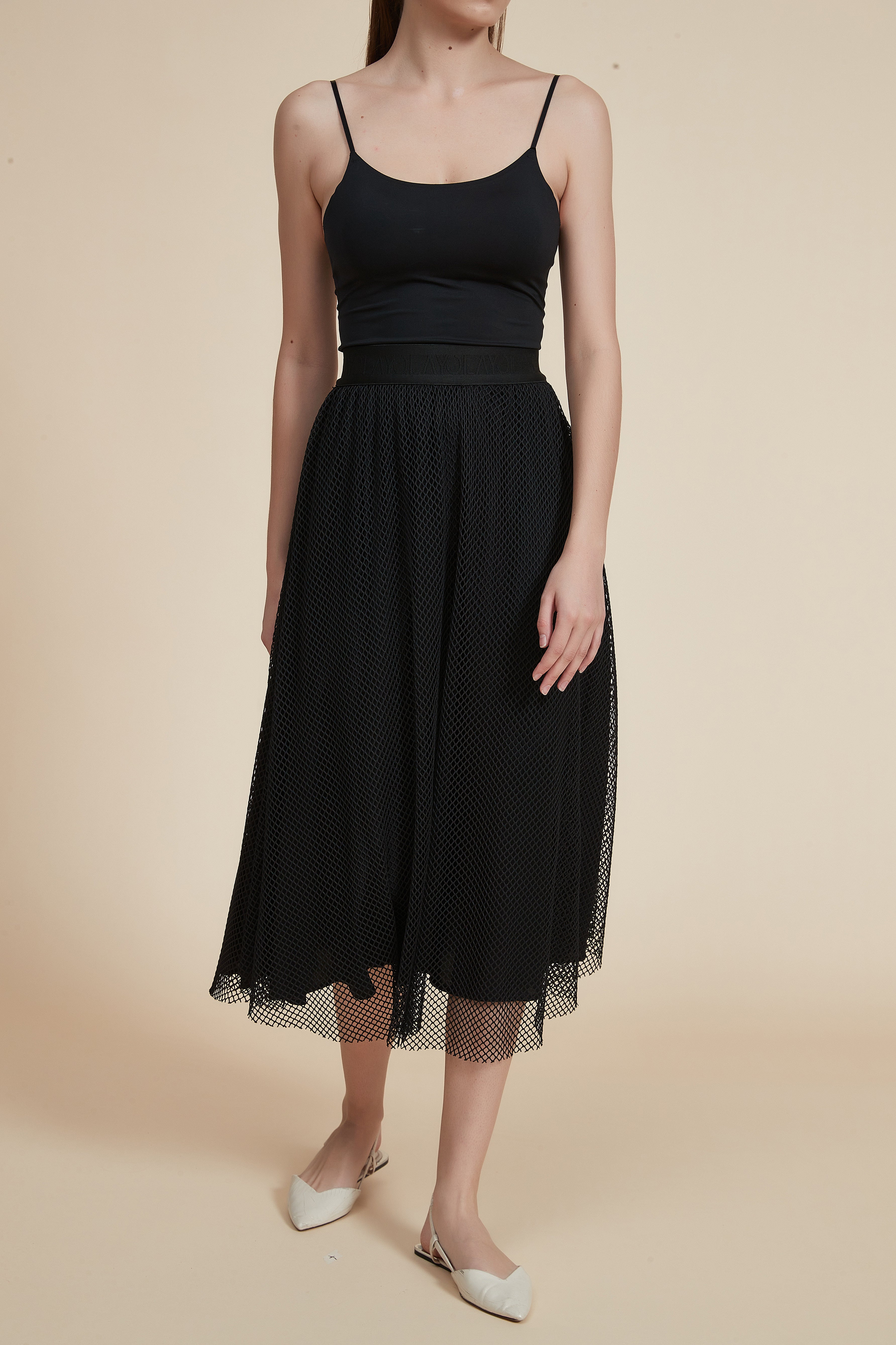 Lace Midi Skirt with Elastic Waistband