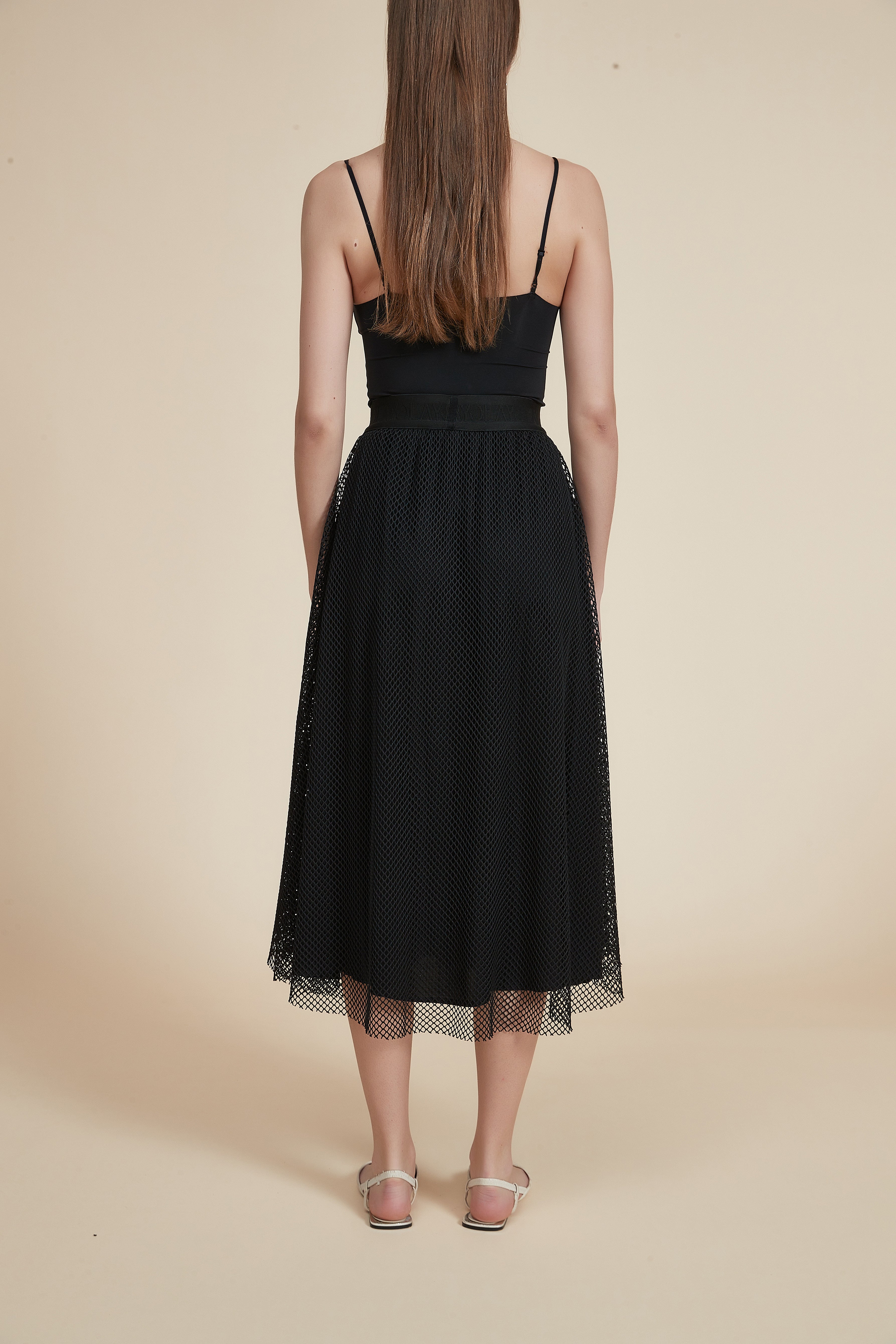 Lace Midi Skirt with Elastic Waistband