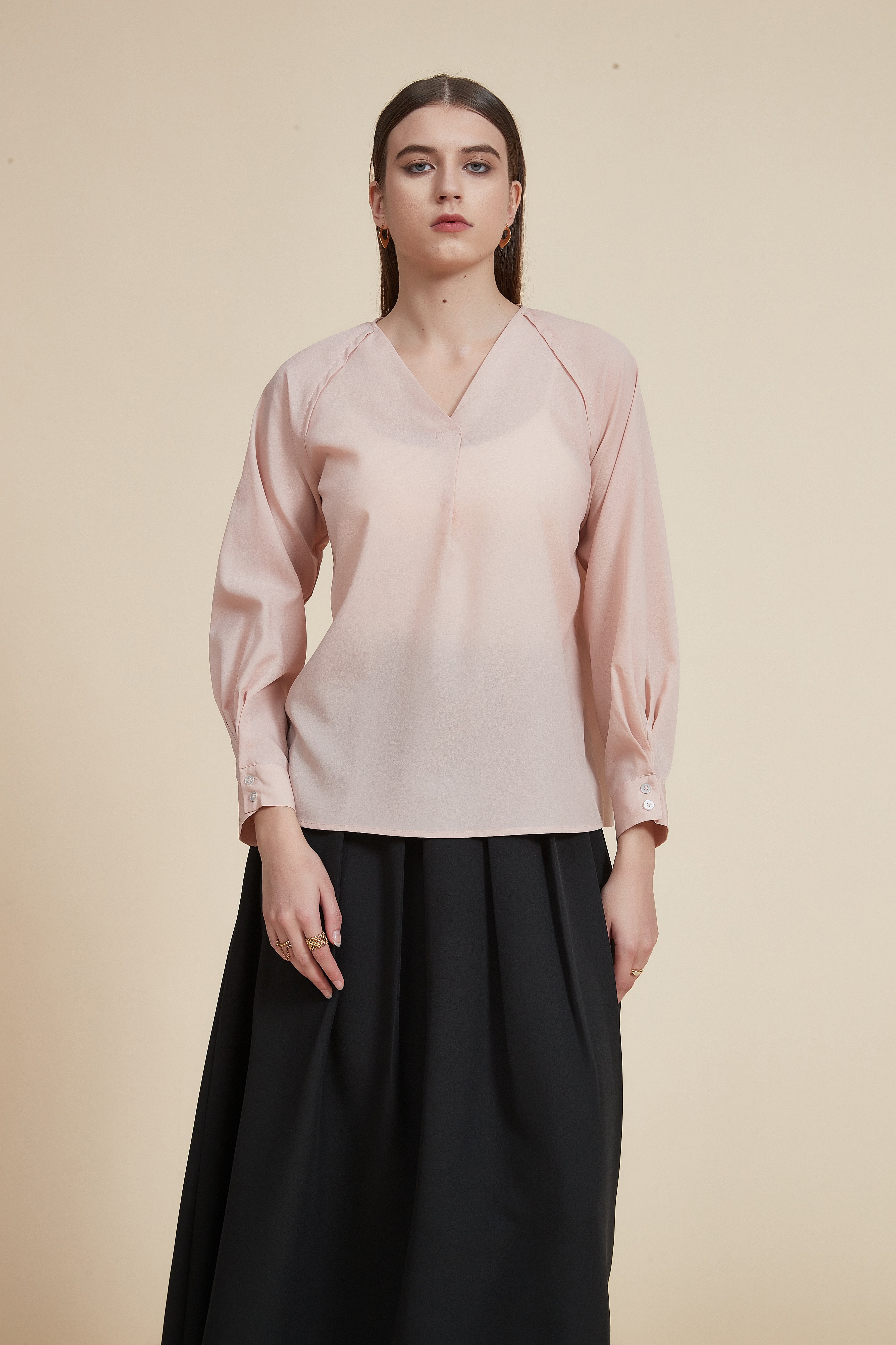 Plain long-sleeve top