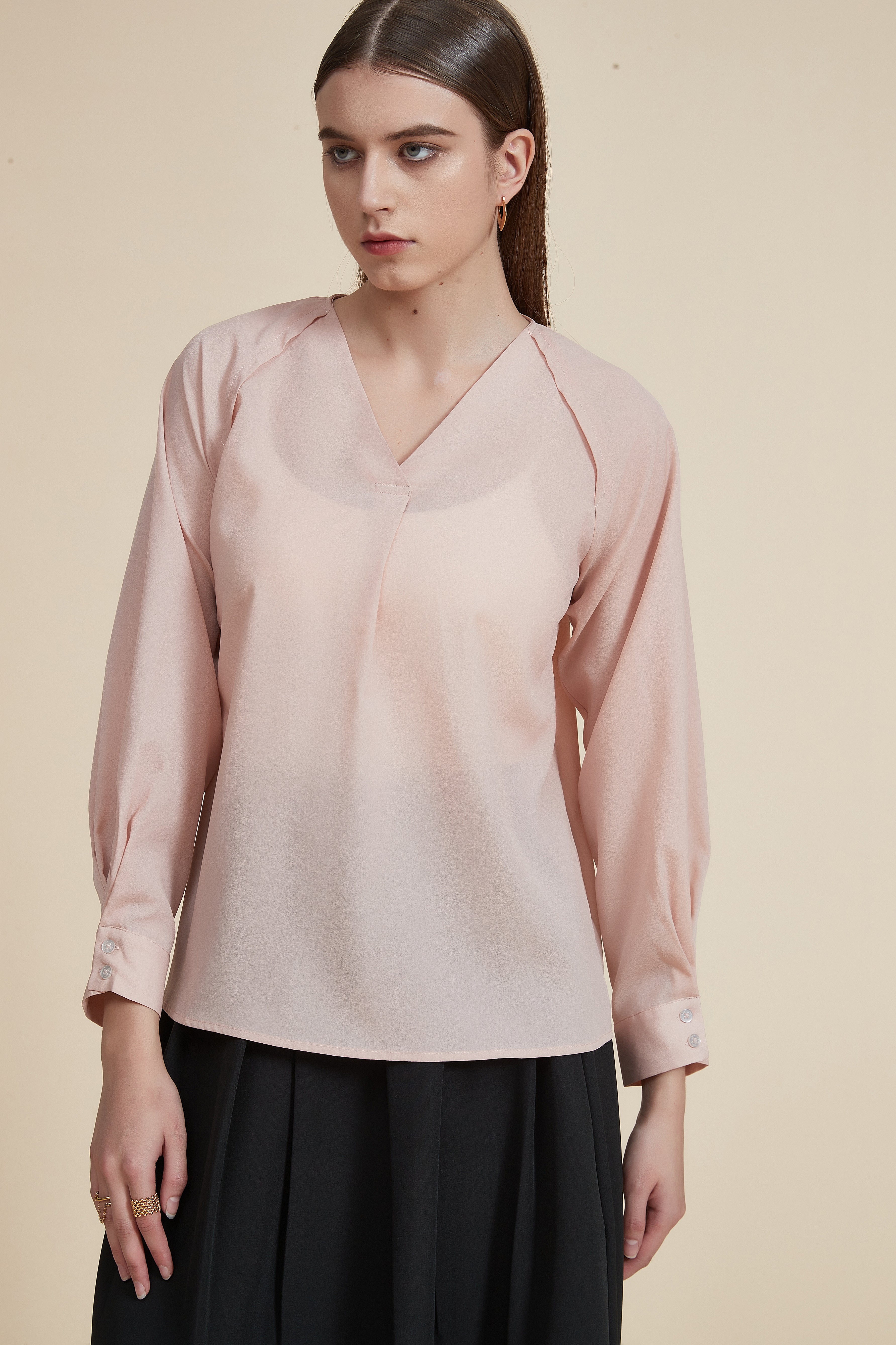 Plain long-sleeve top