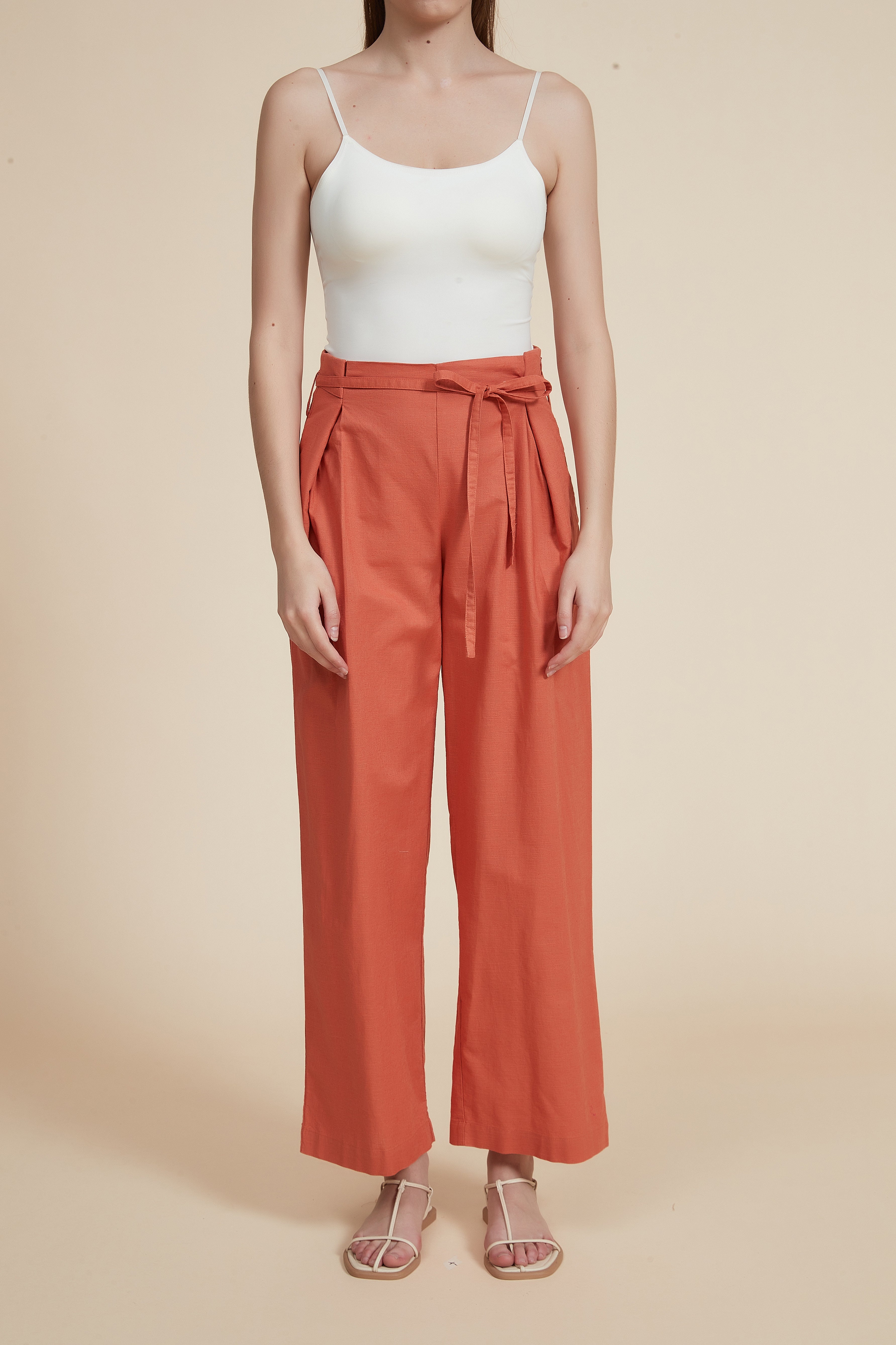 Wide High-Waisted Plain Trousers