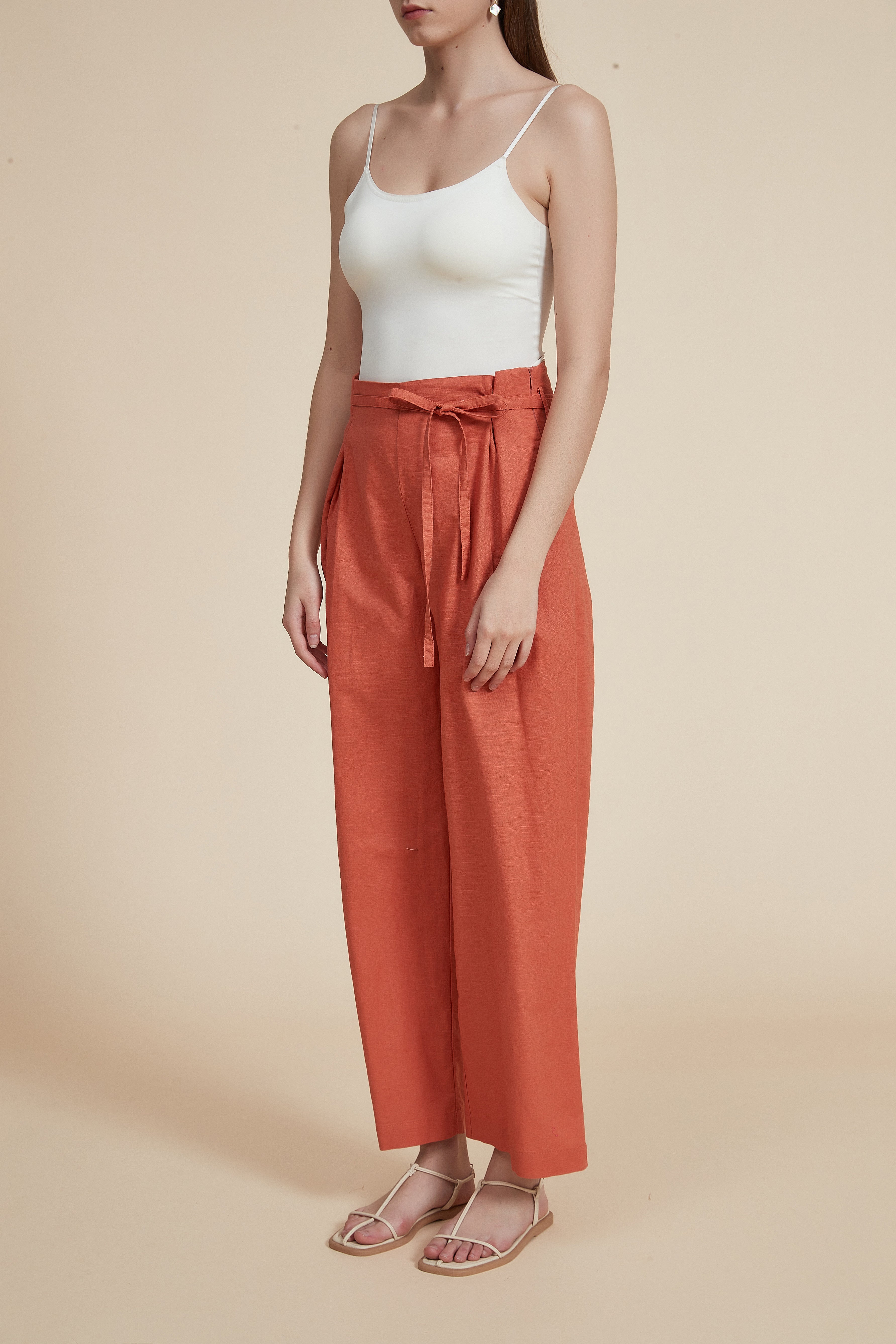 Wide High-Waisted Plain Trousers