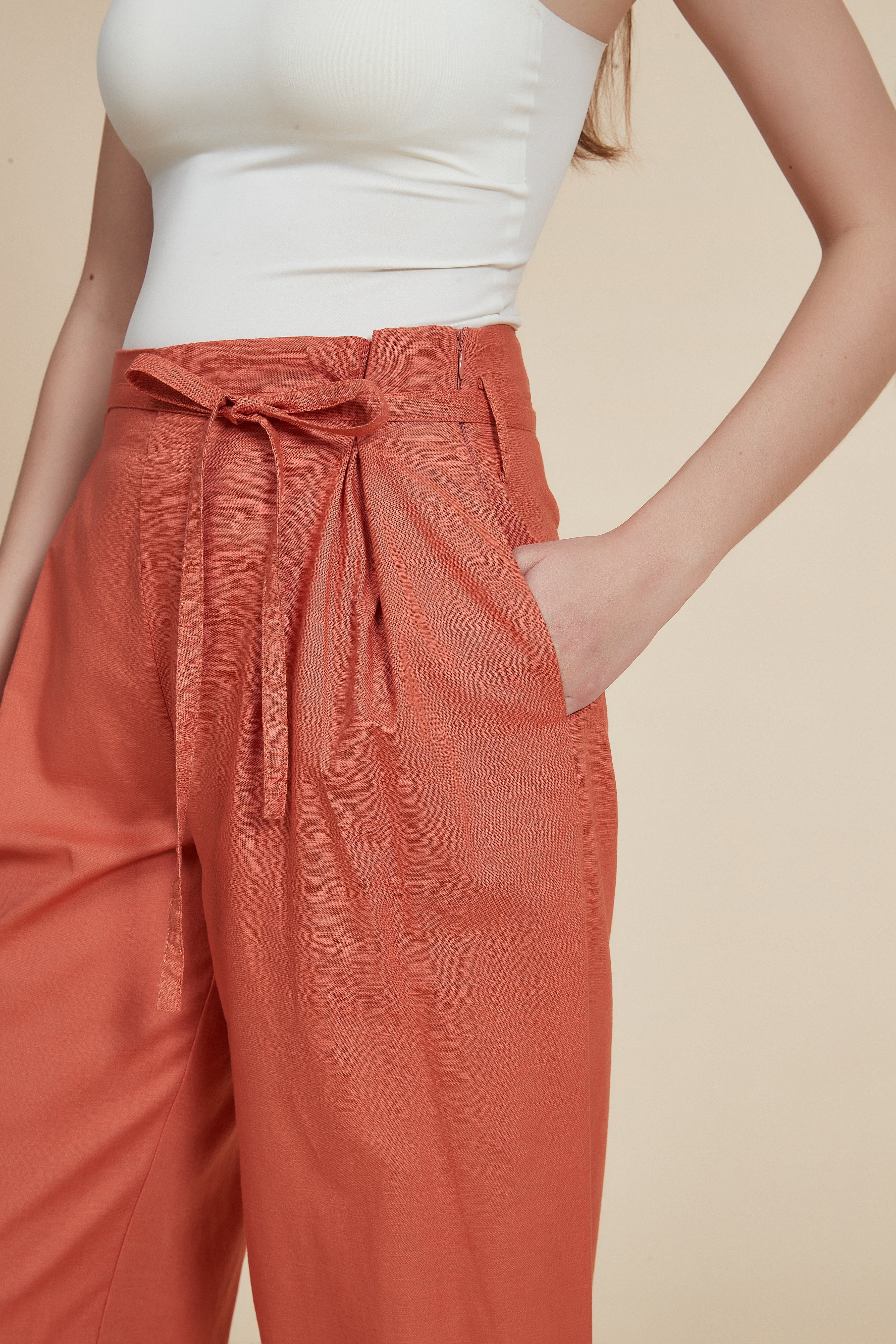 Wide High-Waisted Plain Trousers