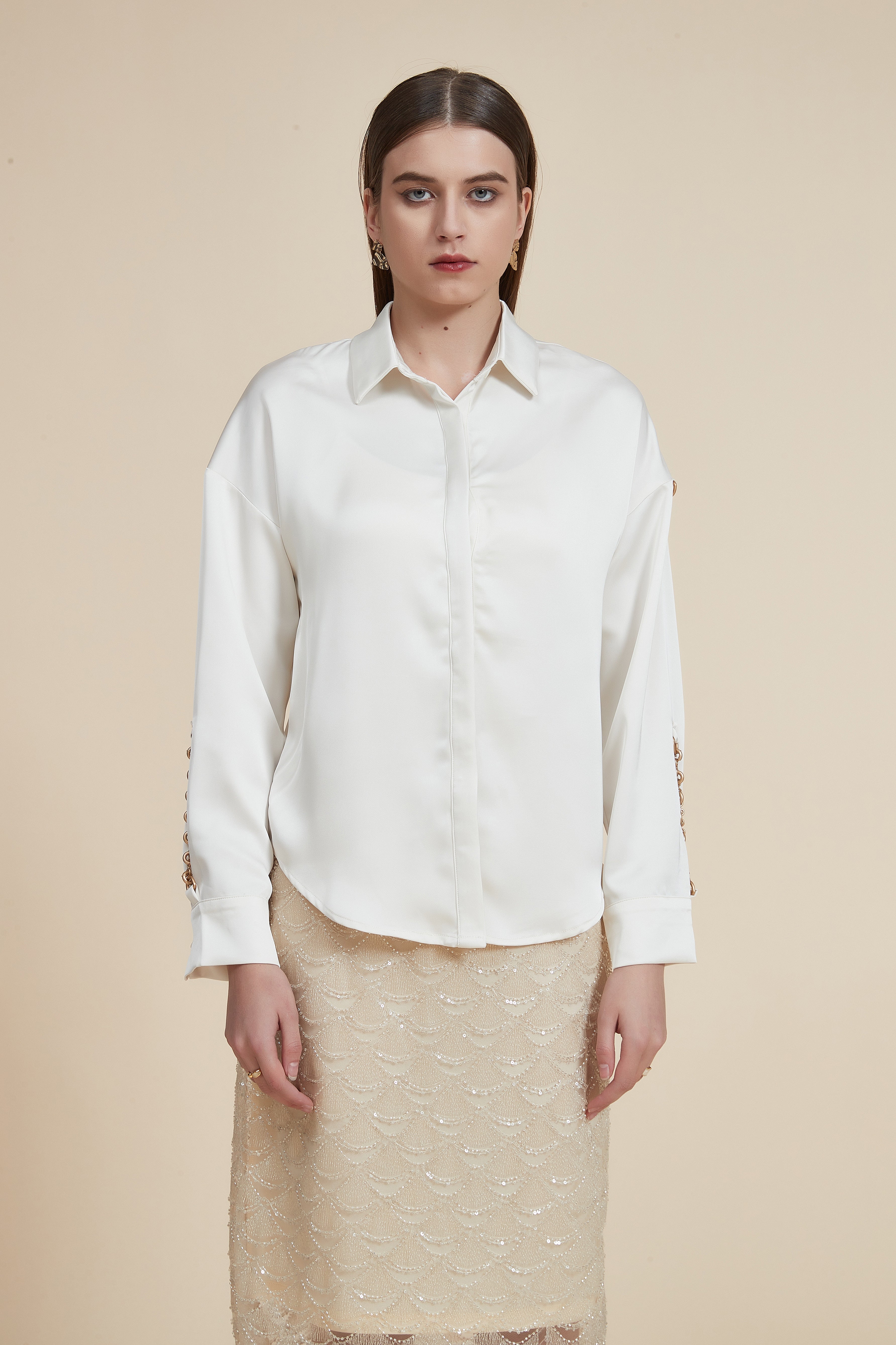 Long Sleeve Blouse with Front Buttons