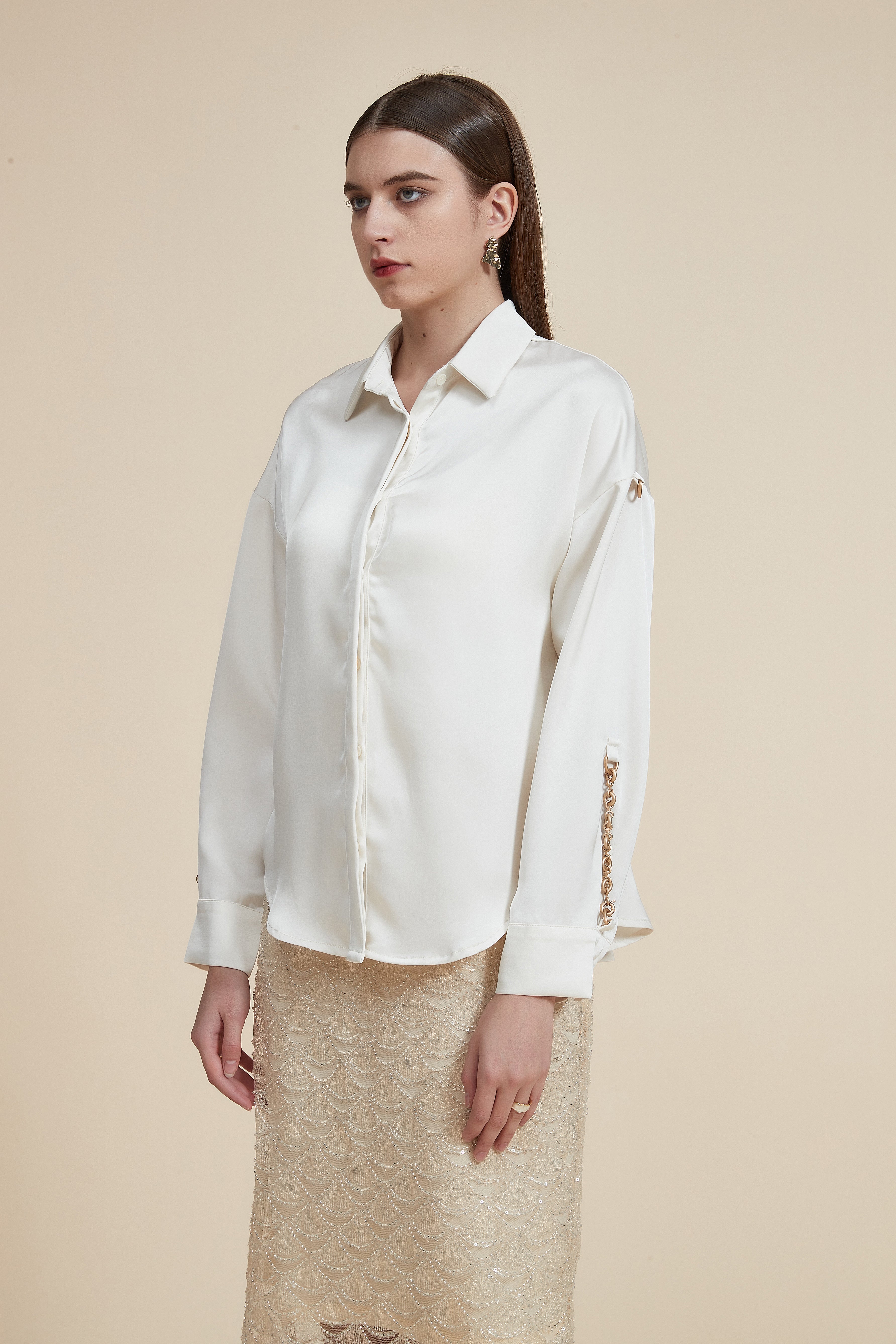 Long Sleeve Blouse with Front Buttons