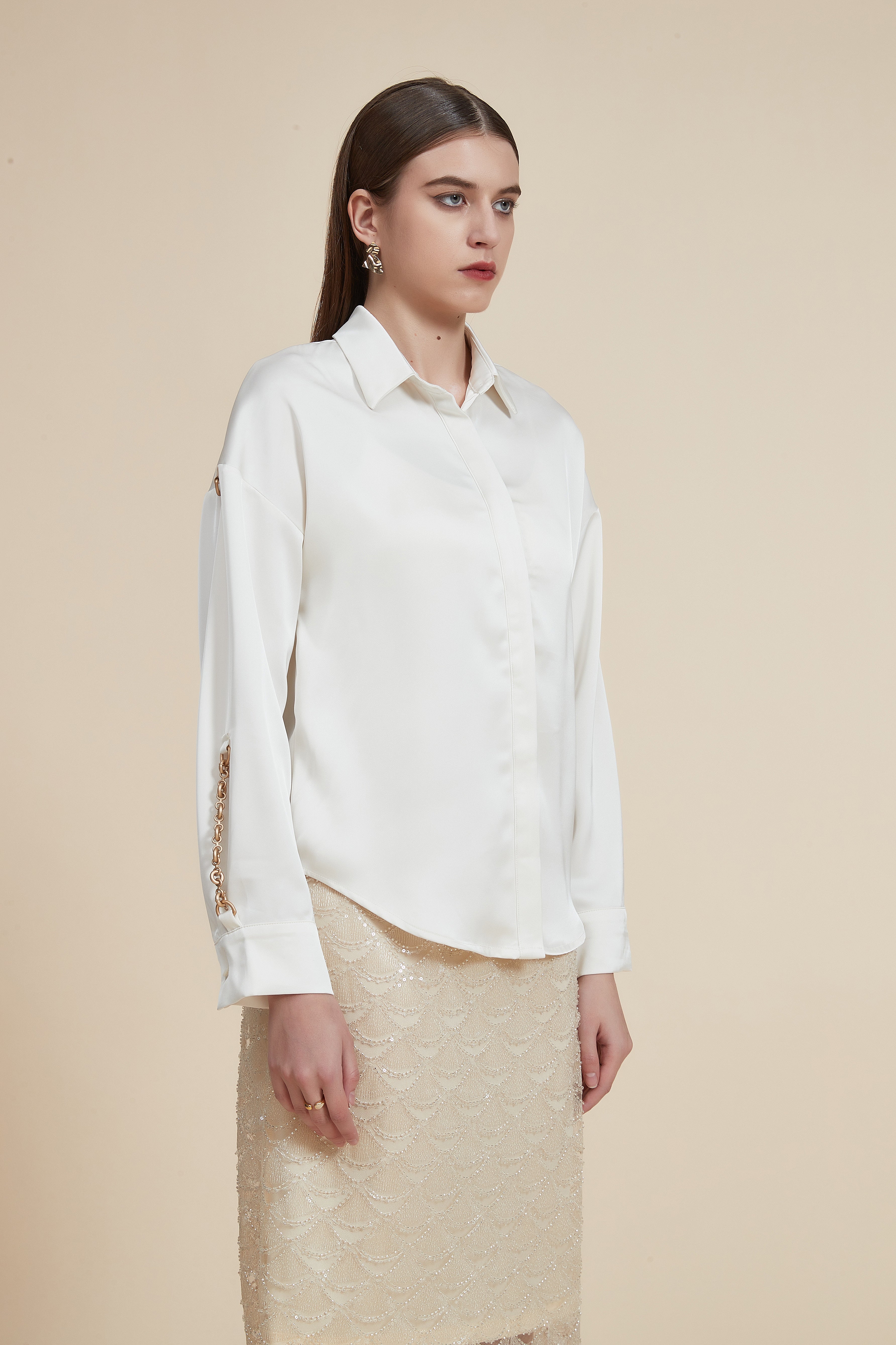 Long Sleeve Blouse with Front Buttons