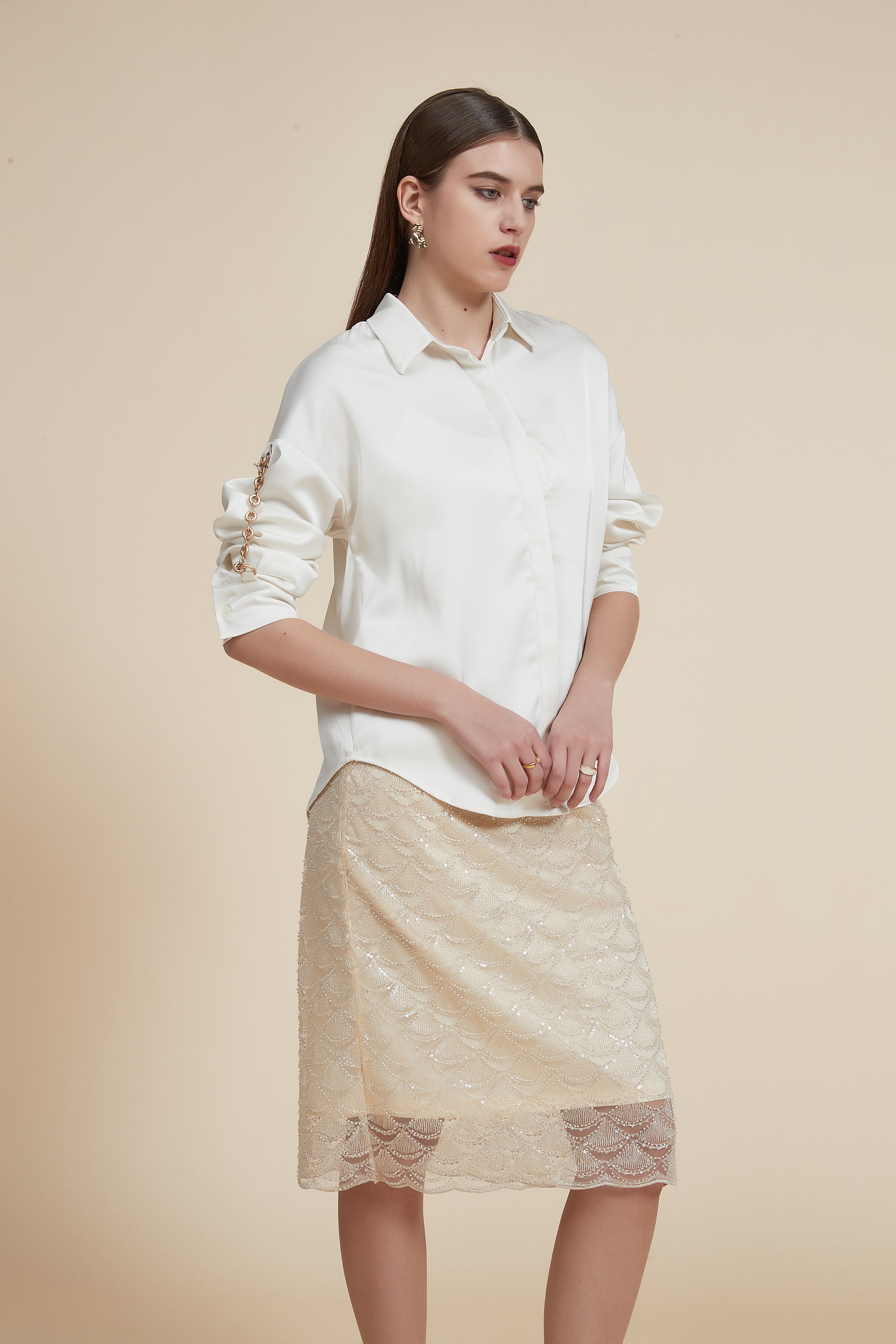 Long Sleeve Blouse with Front Buttons