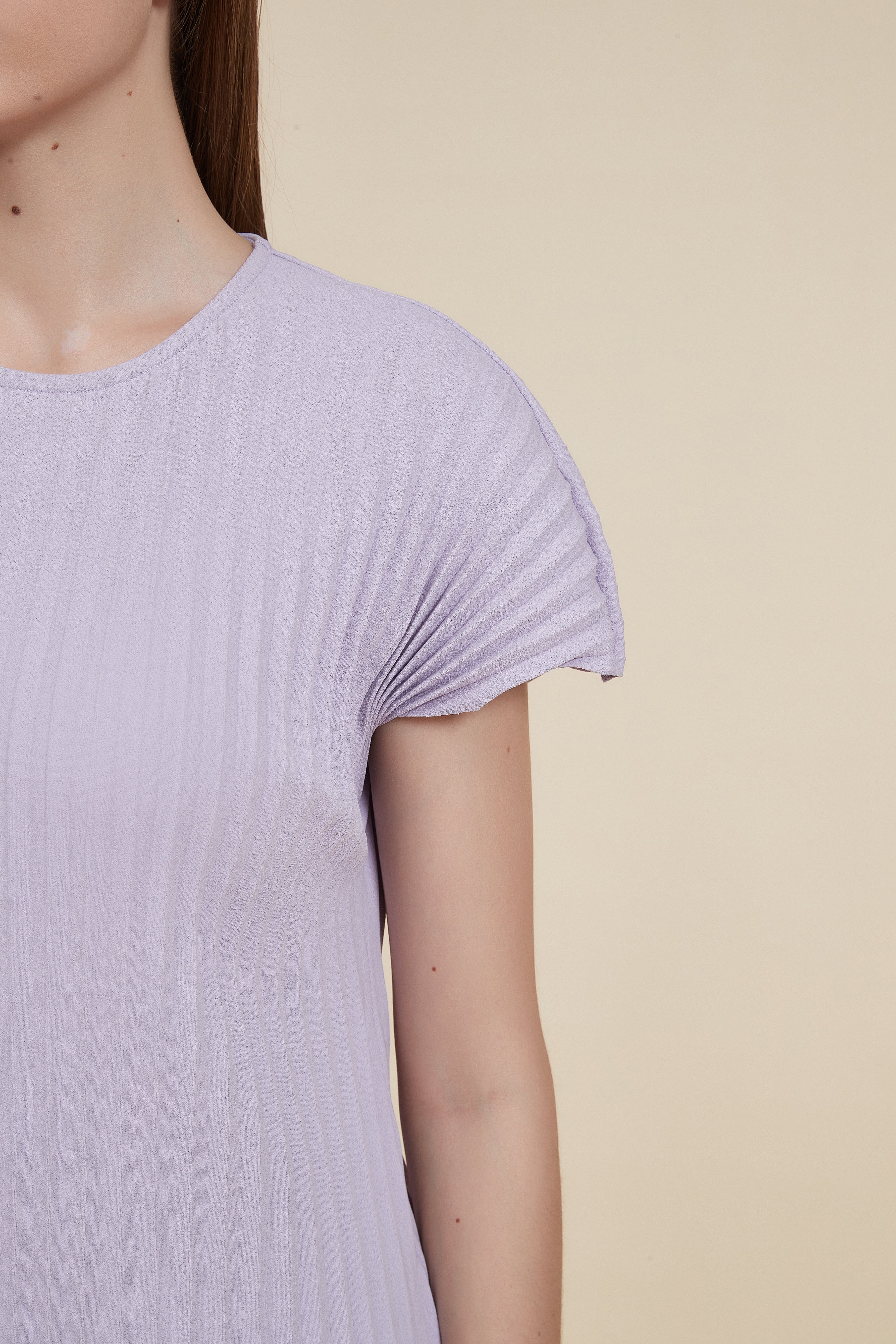 Pleated Midi Dress with Short Sleeves