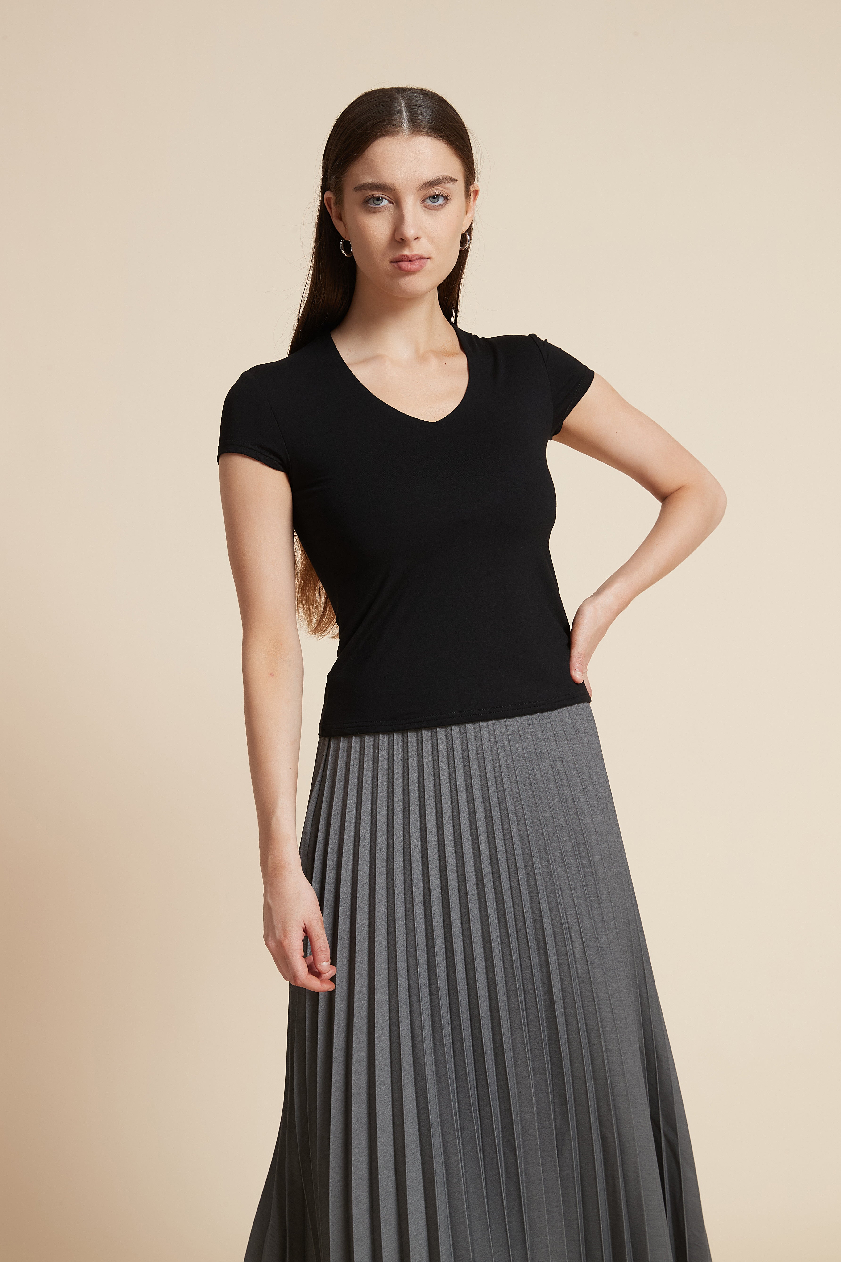 Short Sleeve Solid Waist-Length Blouse