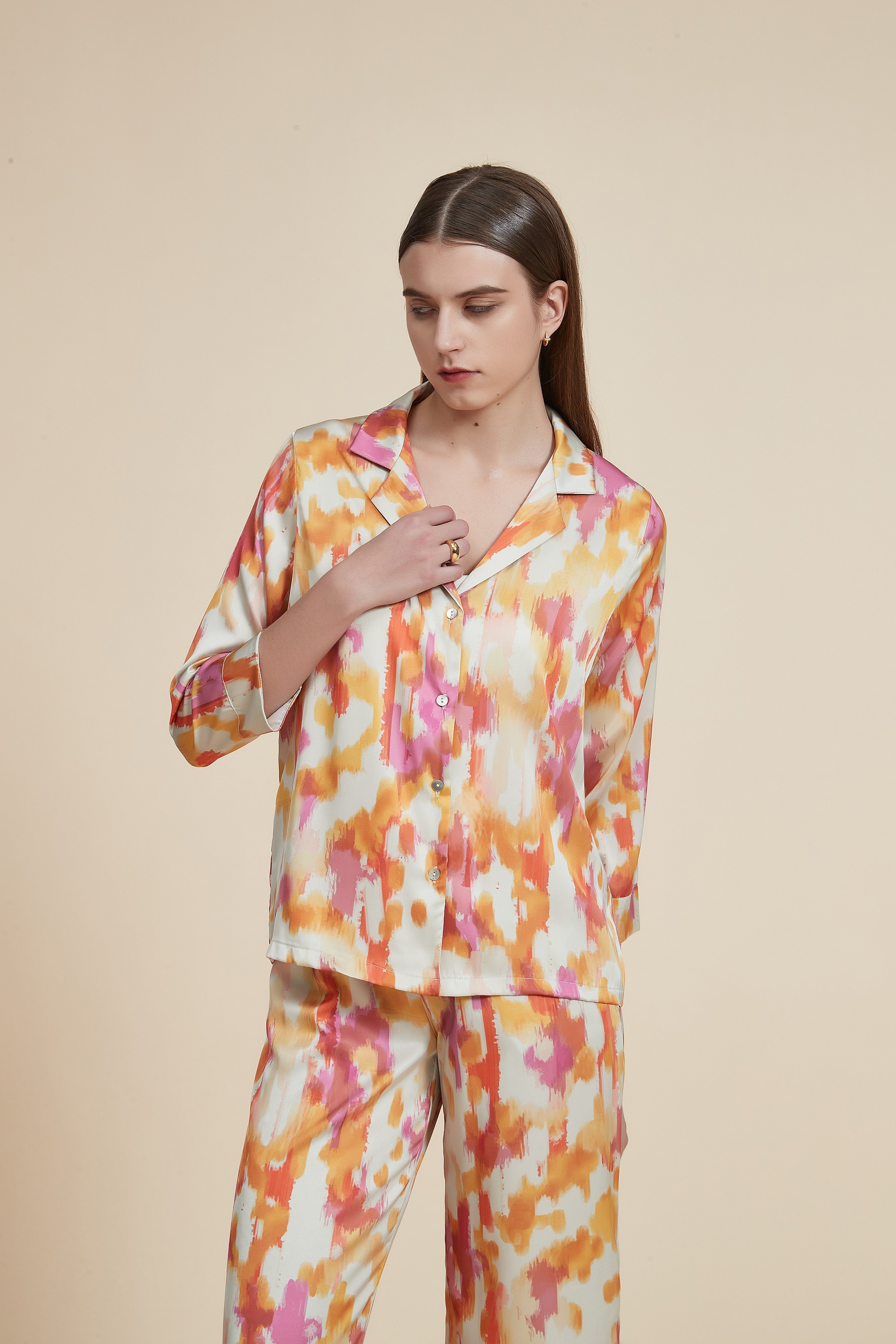 Printed 3/4-sleeve pajamas