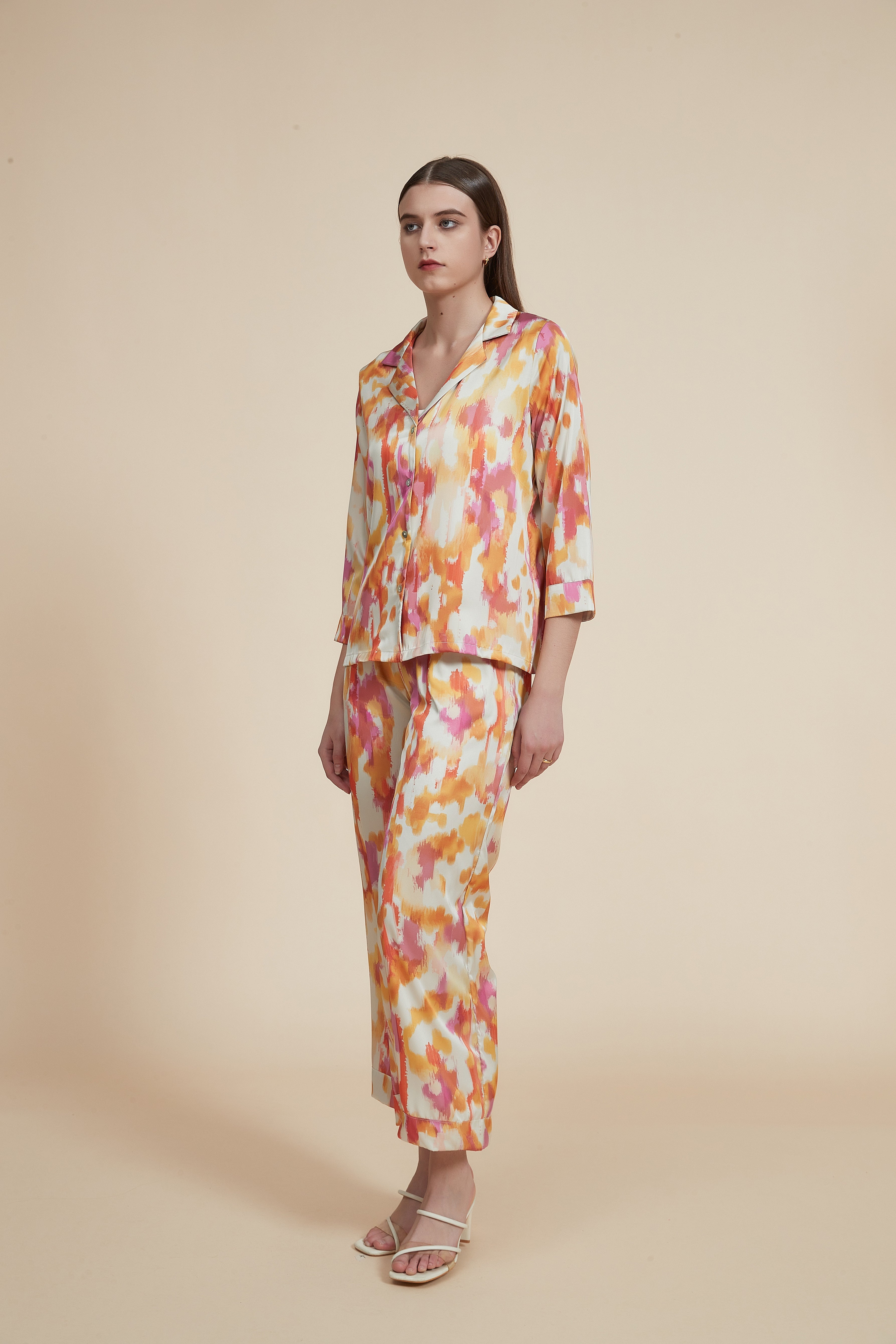 Printed 3/4-sleeve pajamas