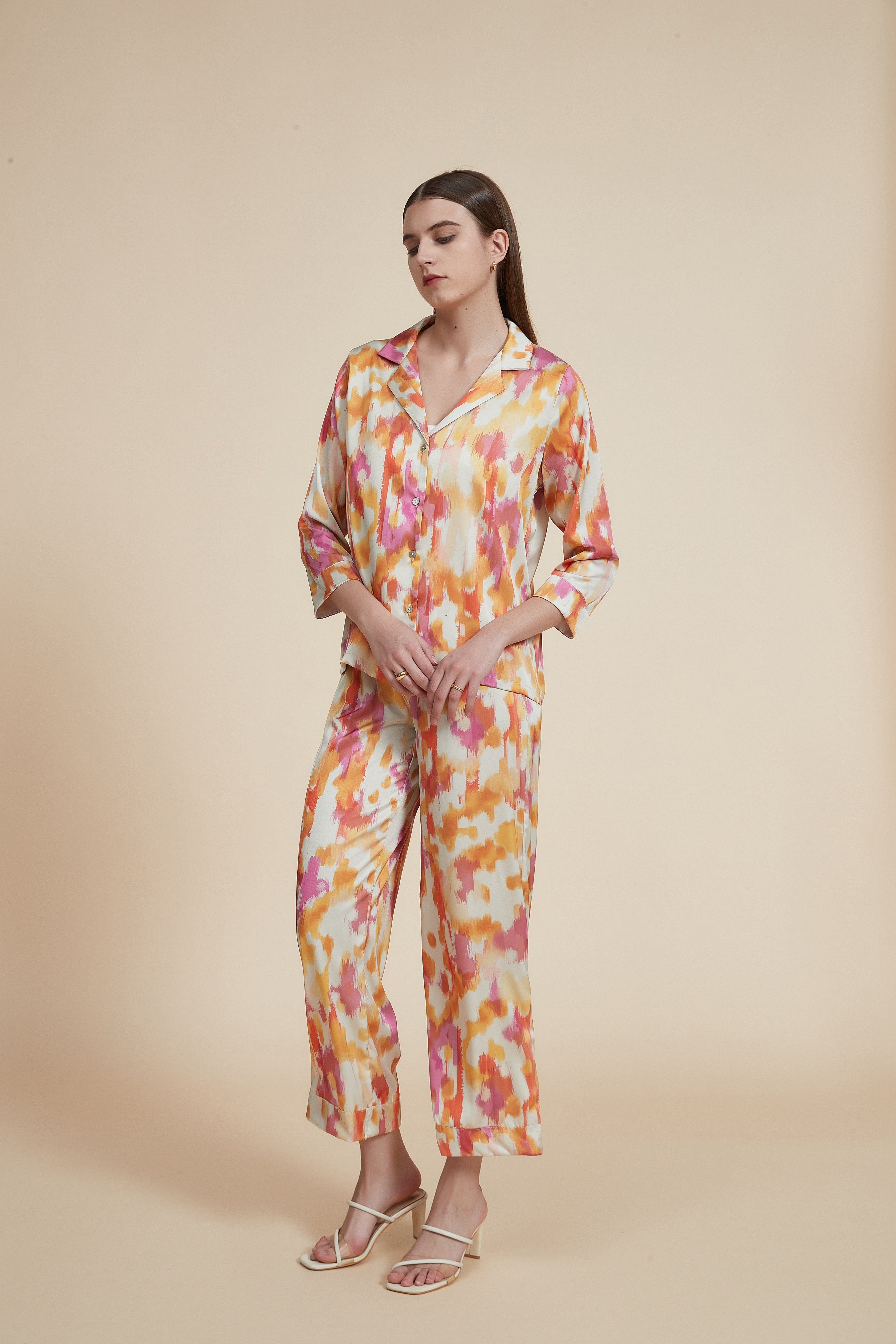 Printed 3/4-sleeve pajamas