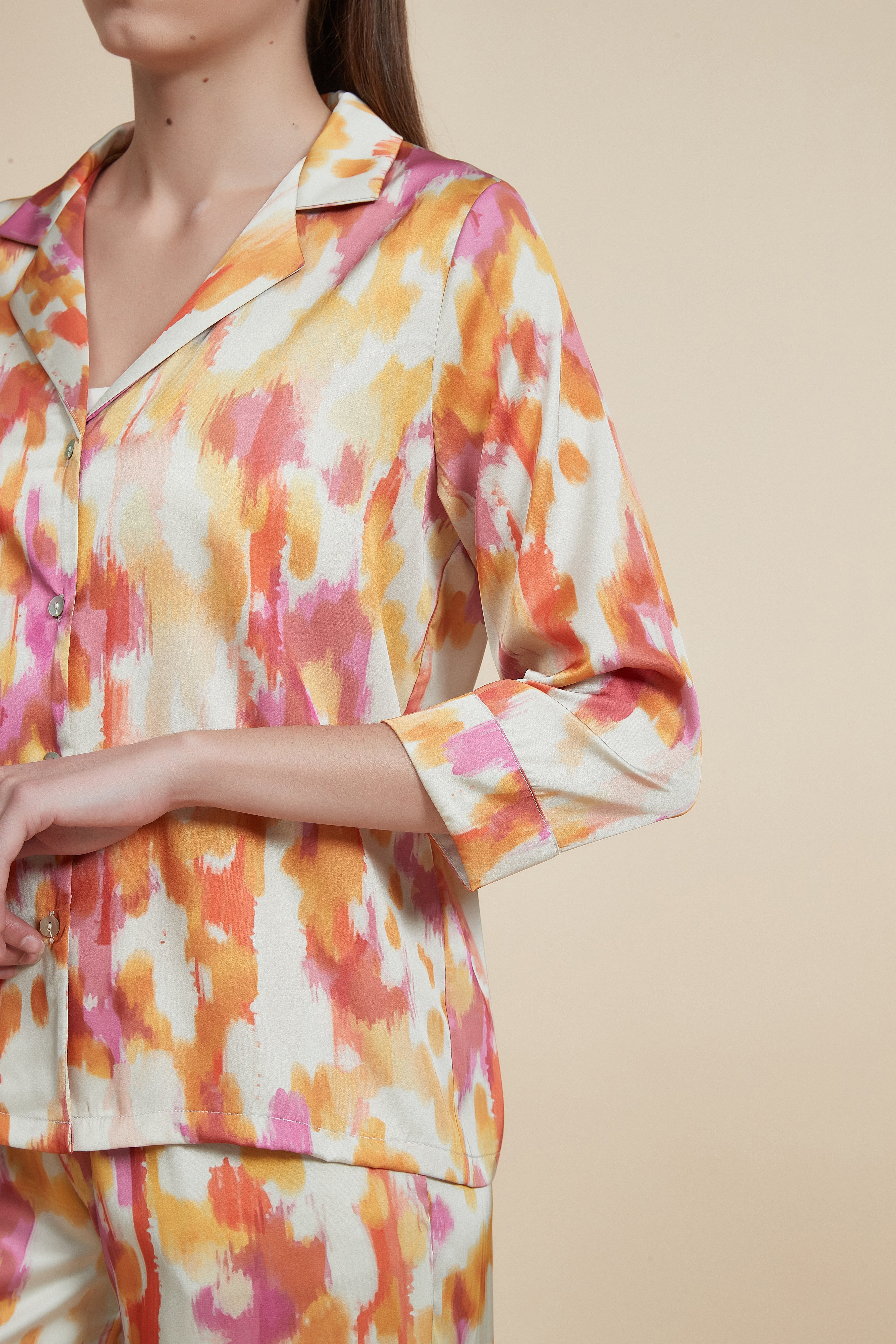 Printed 3/4-sleeve pajamas