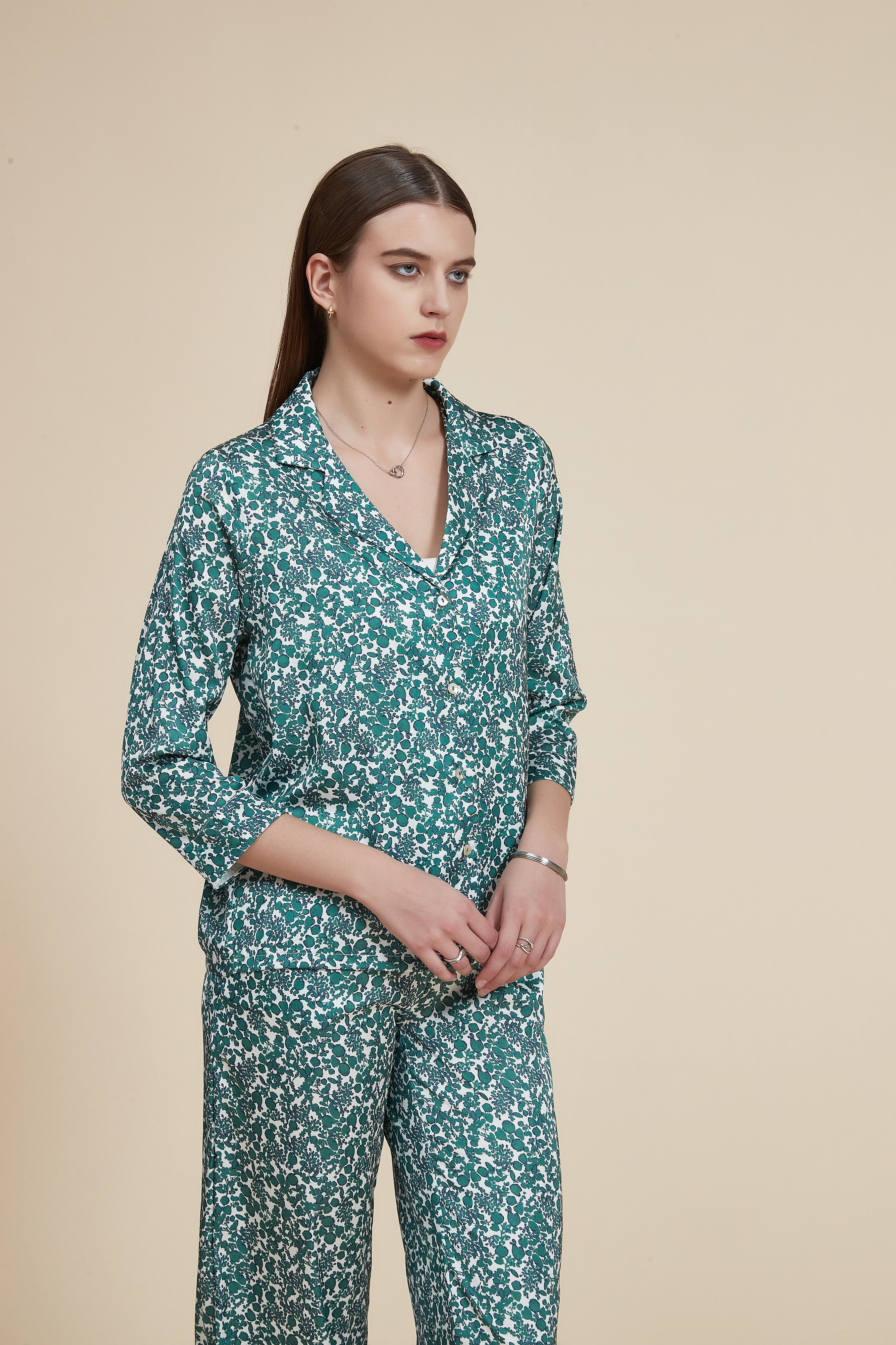 بيجاما بنقوش 3/4 كم