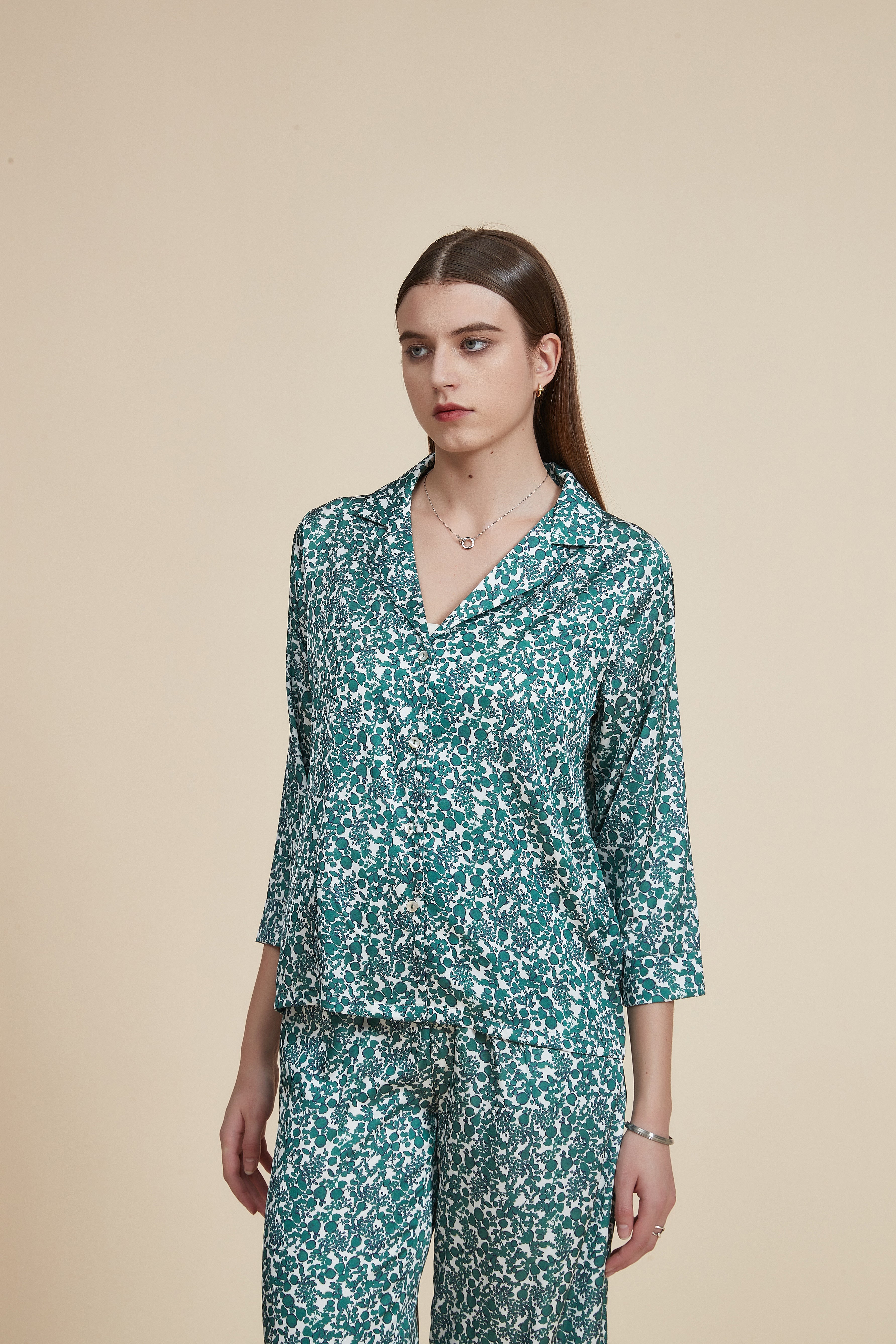 بيجاما بنقوش 3/4 كم