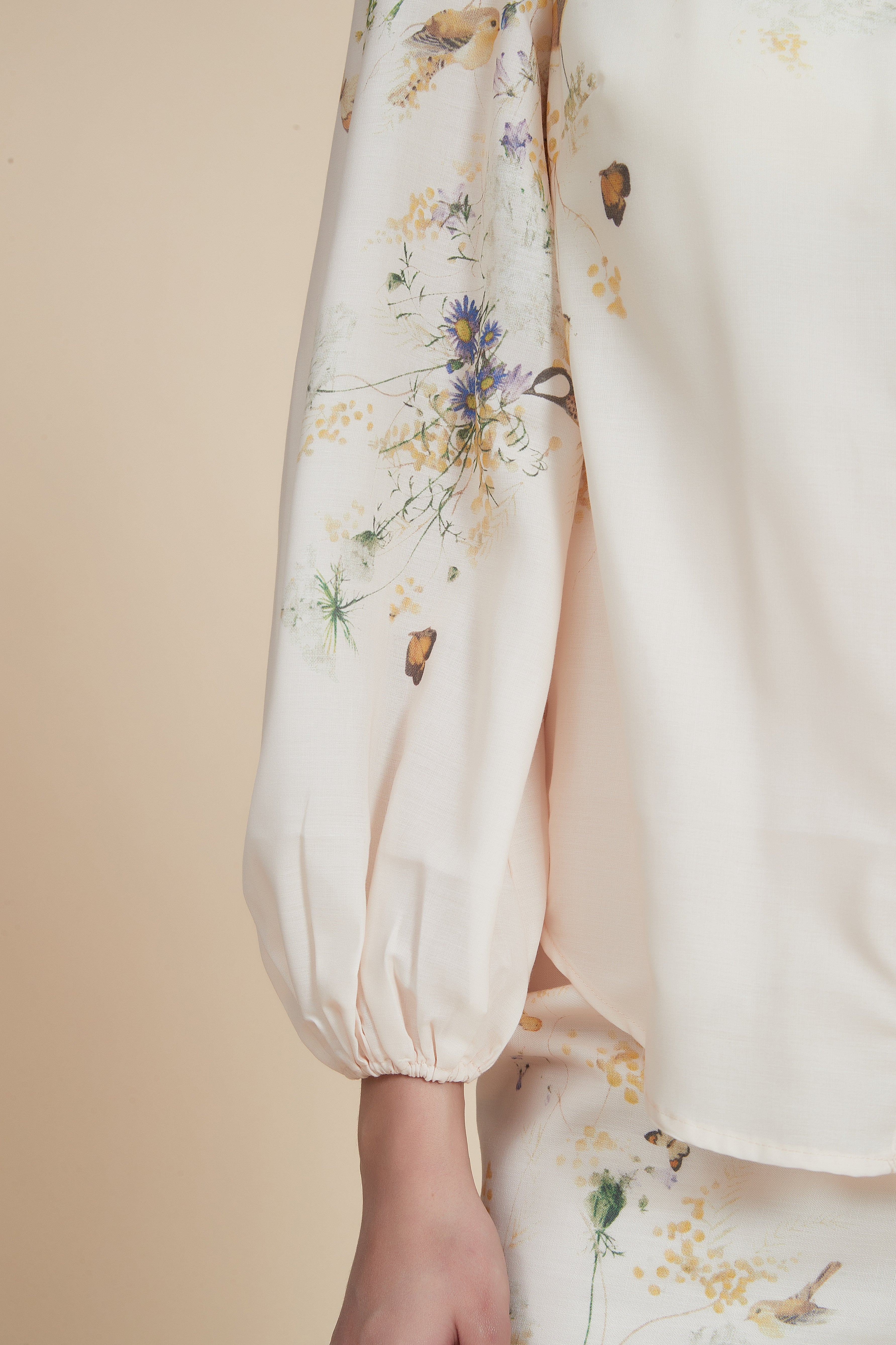 Printed Long Sleeve Blouse with Shirt Collar