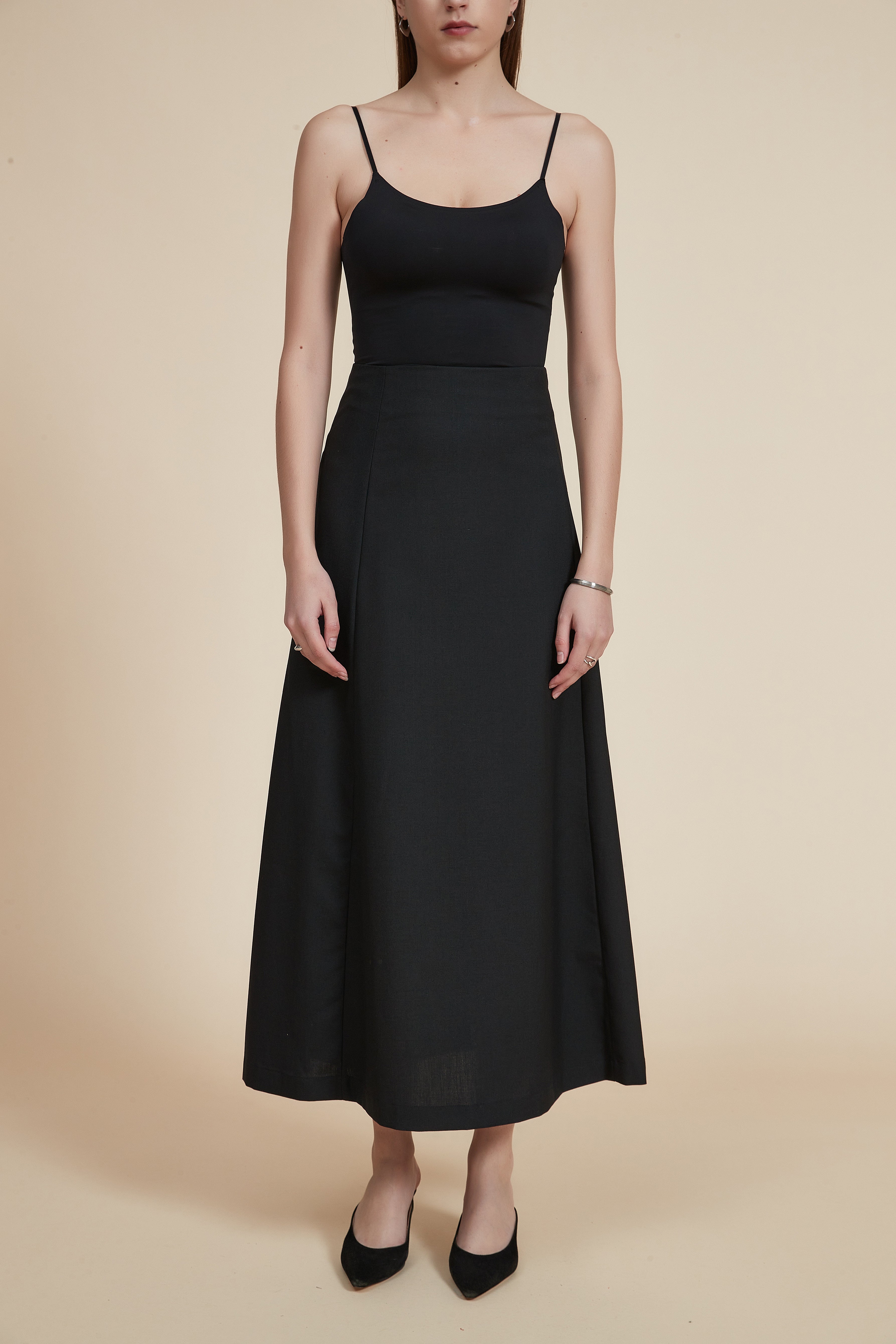 Plain Wide Cut Maxi Skirt