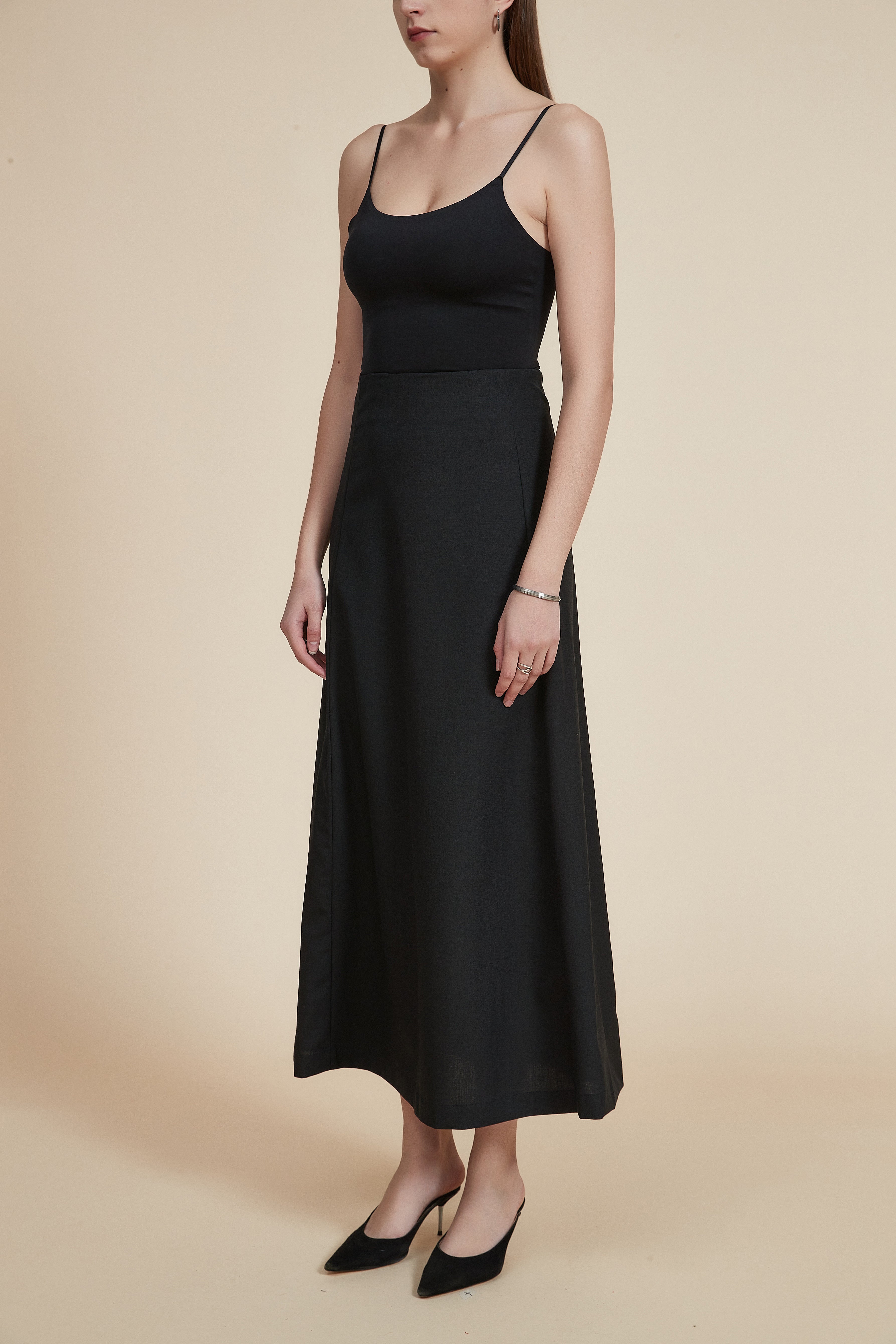 Plain Wide Cut Maxi Skirt