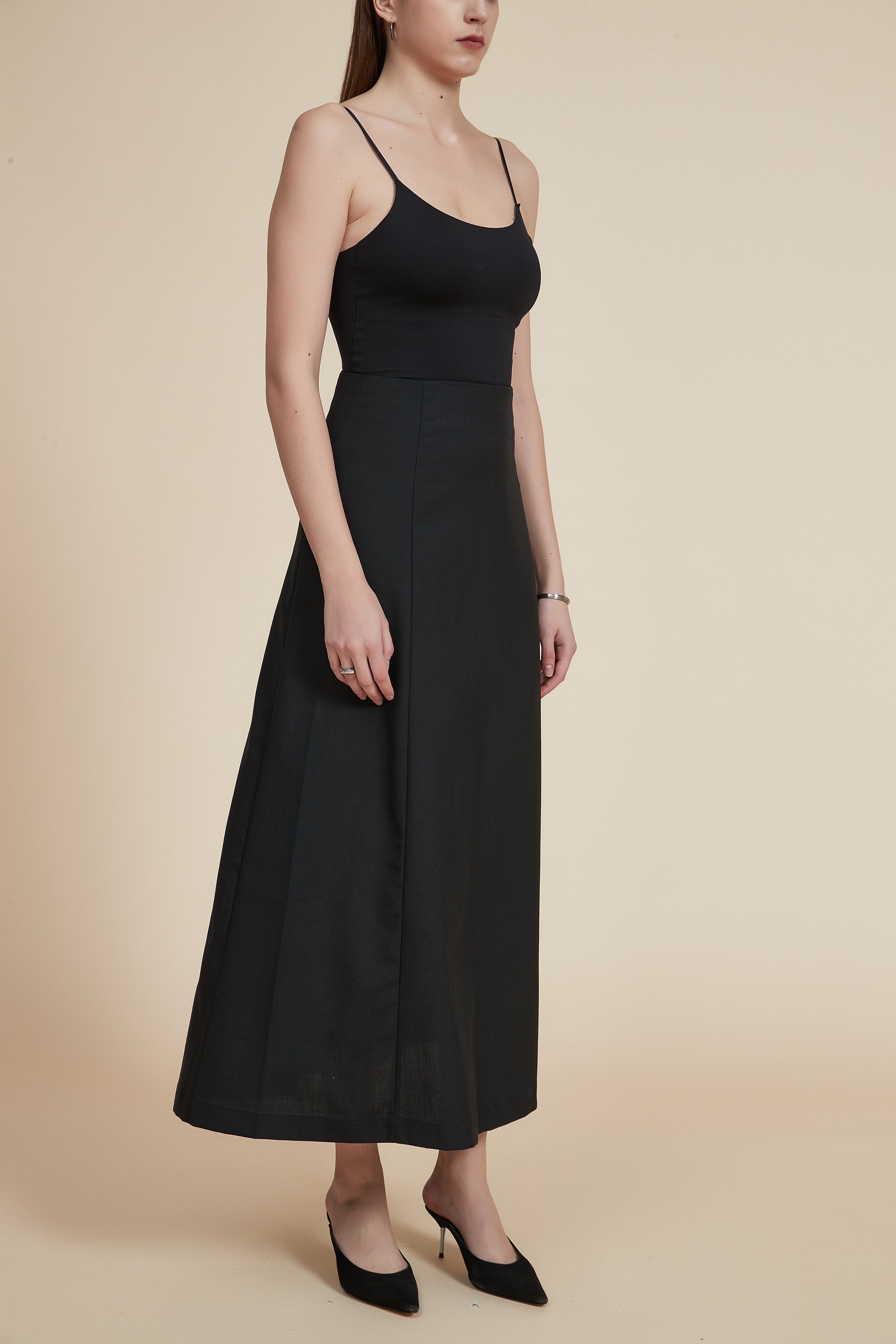 Plain Wide Cut Maxi Skirt