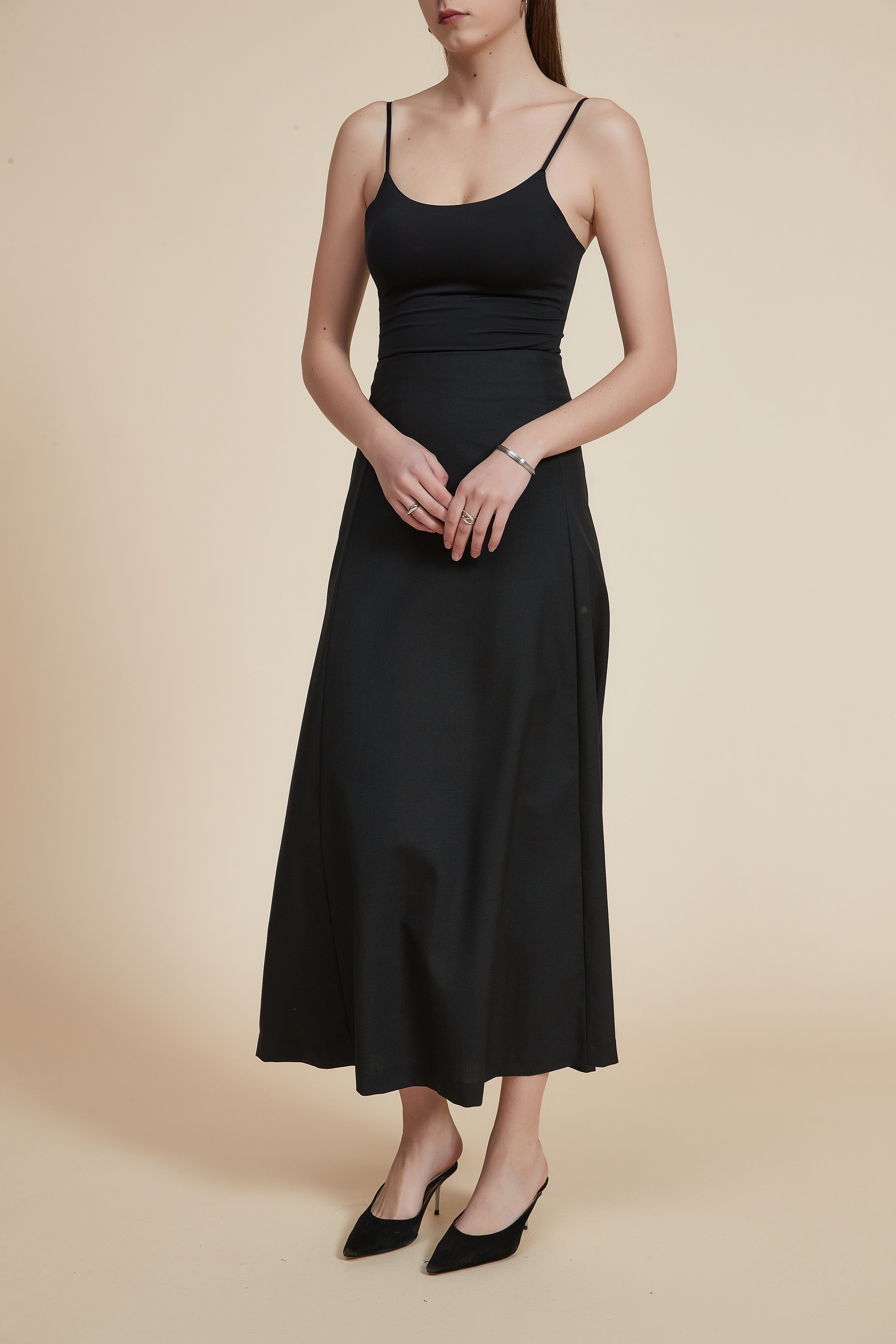 Plain Wide Cut Maxi Skirt