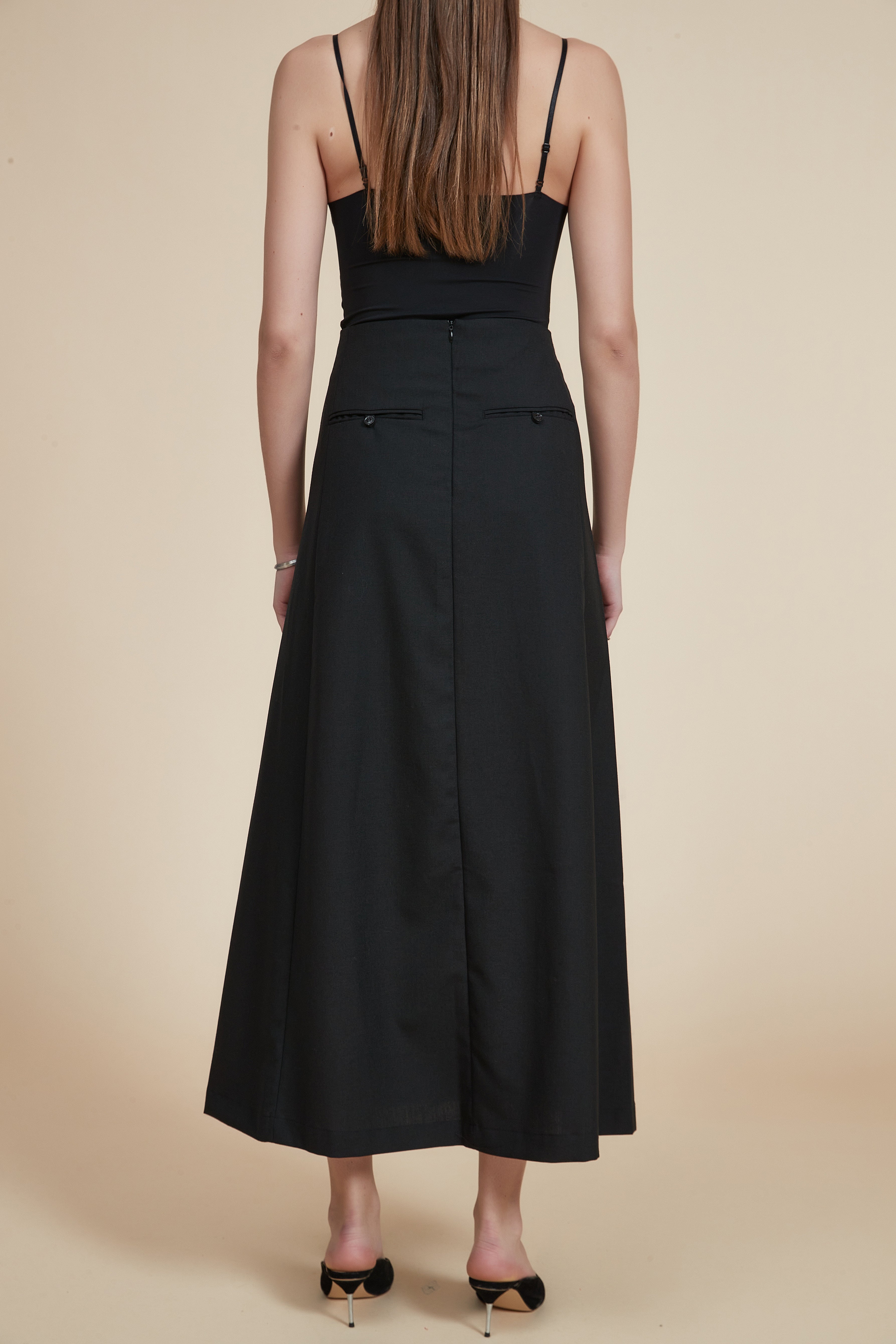 Plain Wide Cut Maxi Skirt