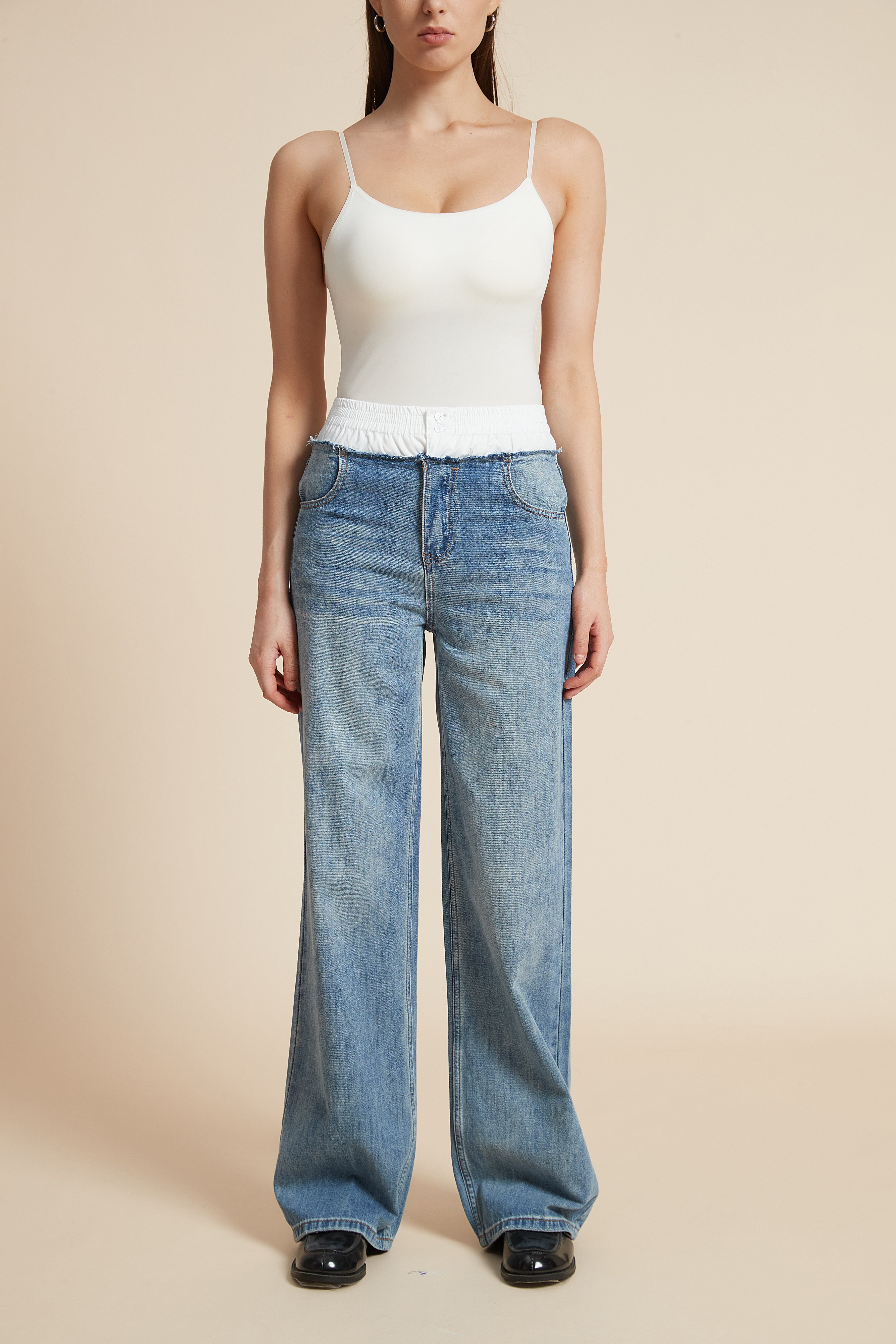 Wide-Leg Long Jeans