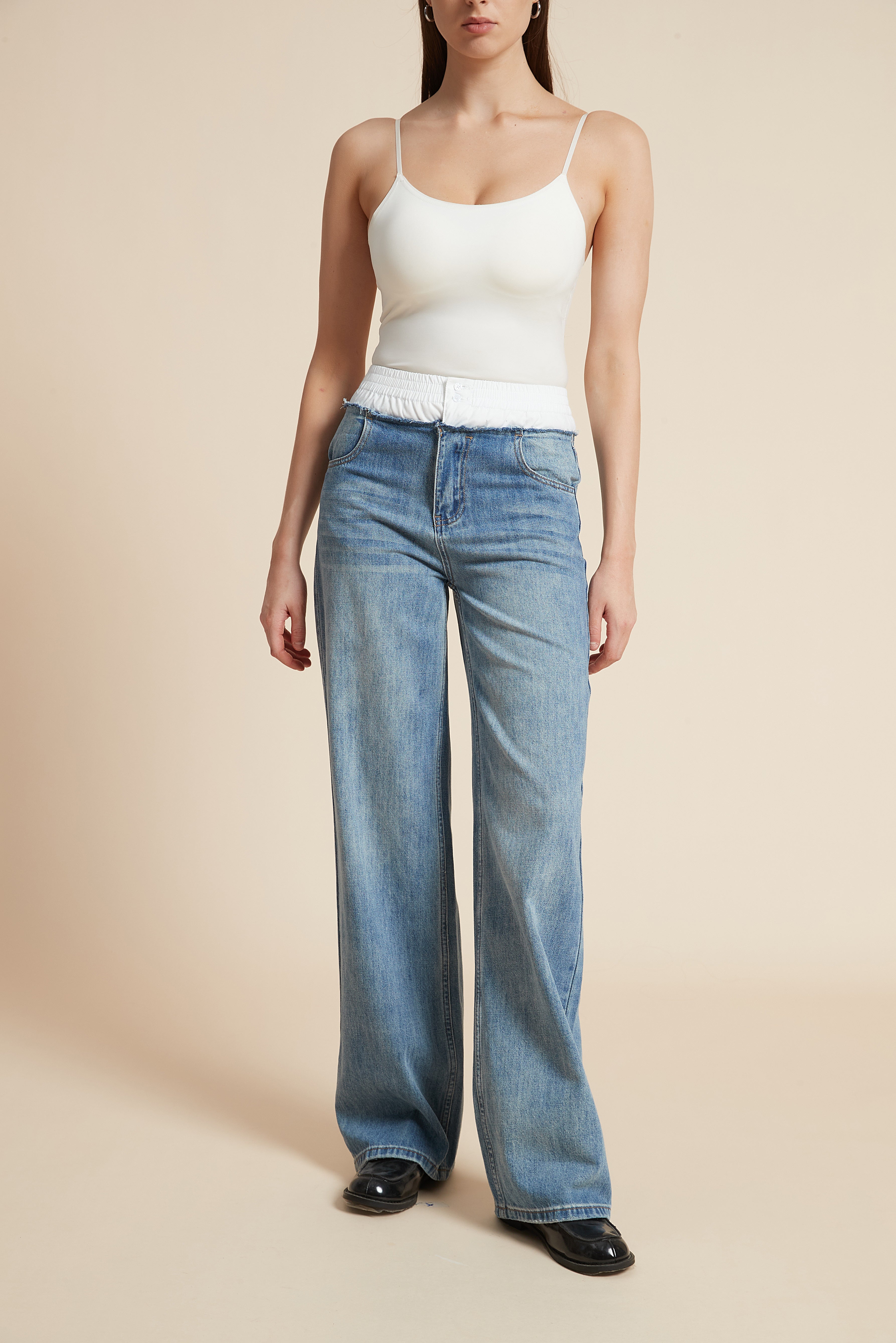 Wide-Leg Long Jeans