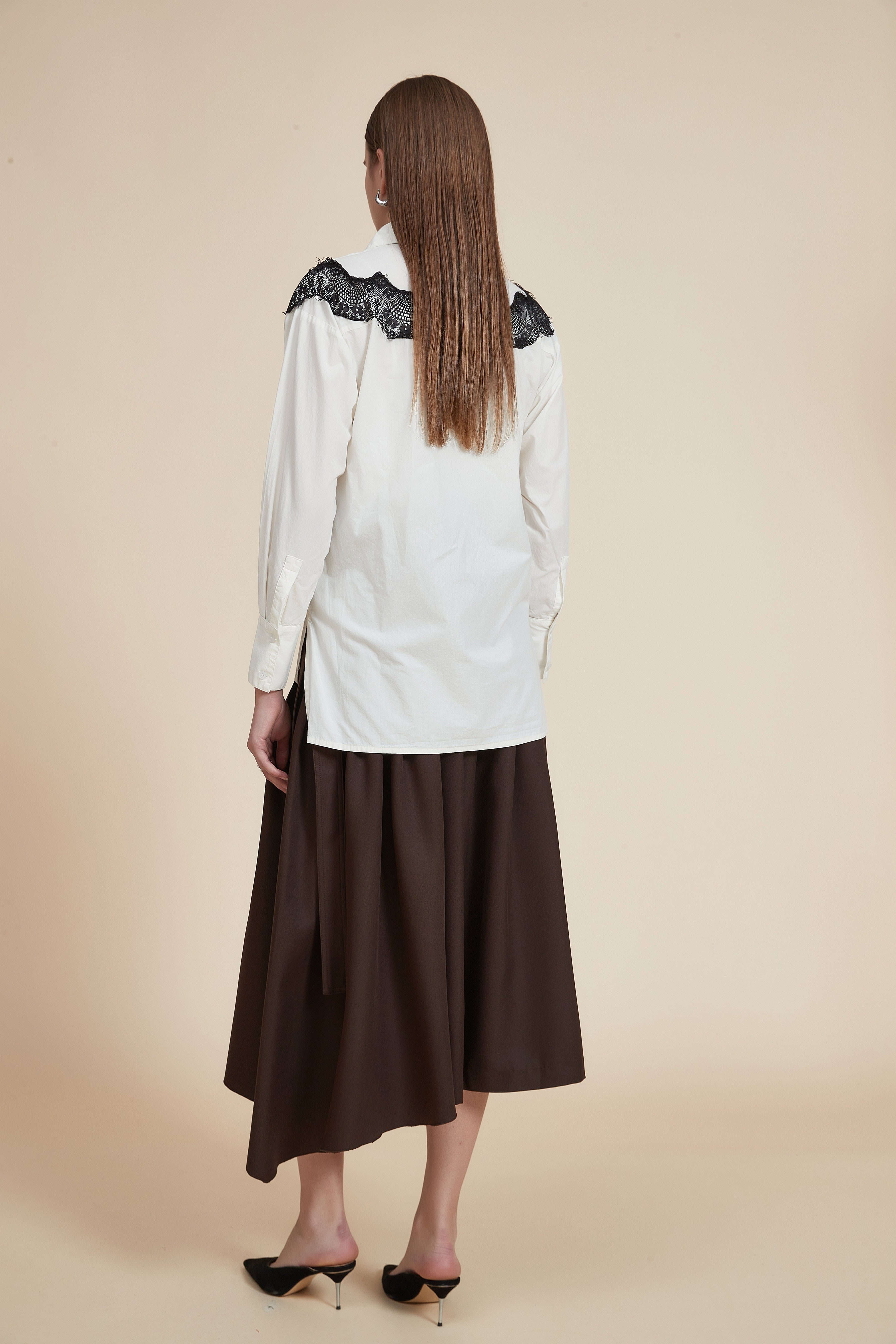 Long-sleeve lace blouse