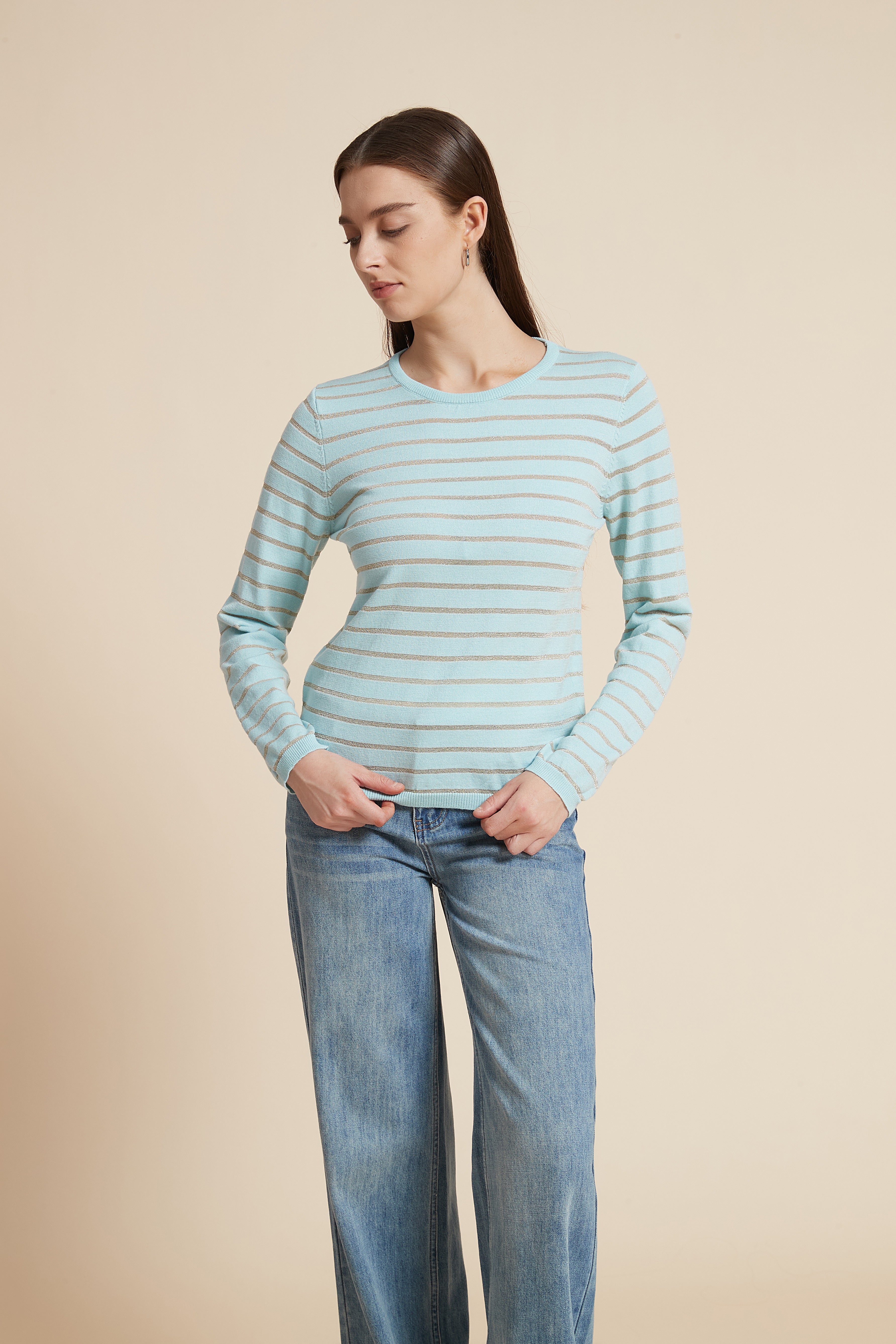 Striped Round Neck Blouse