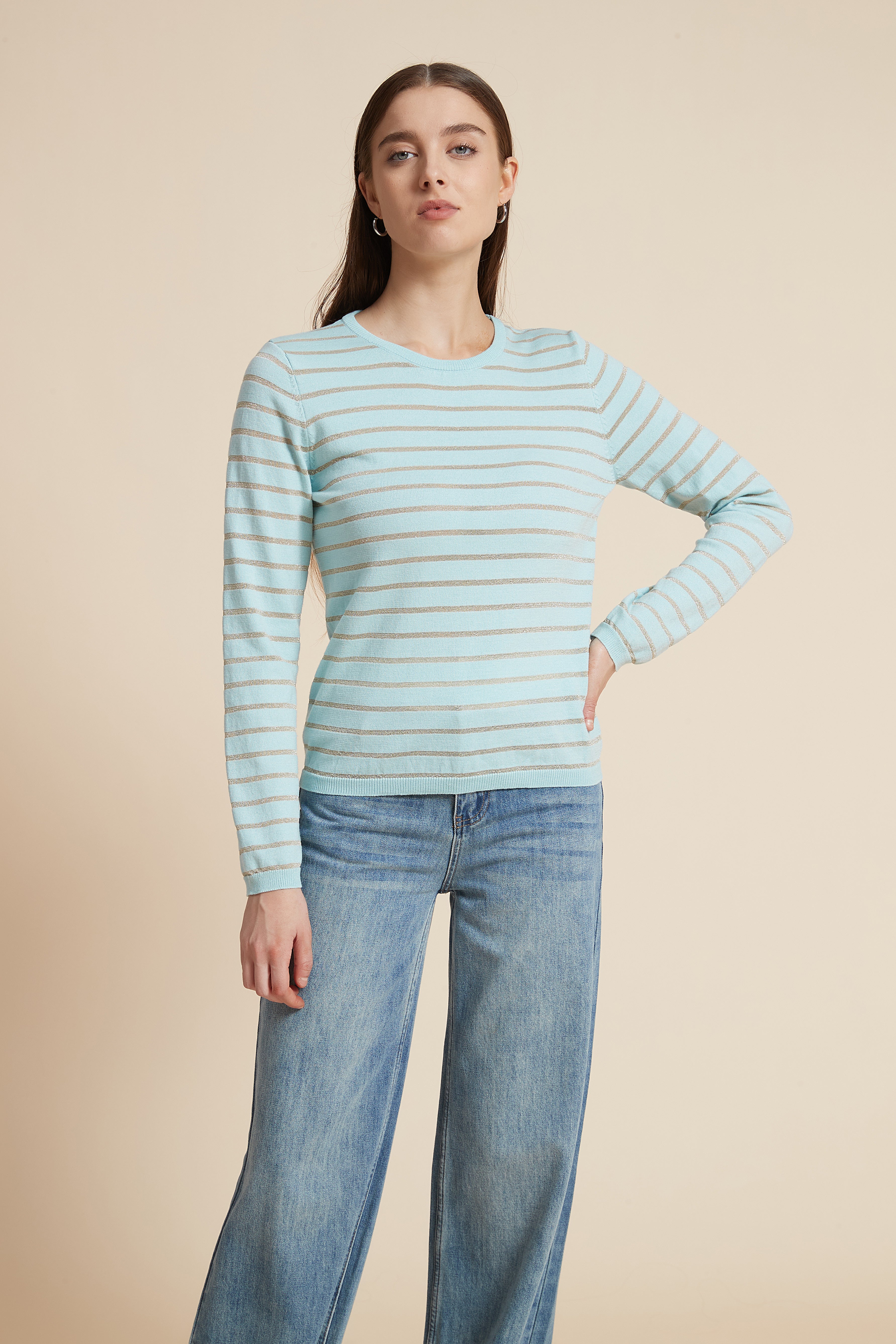 Striped Round Neck Blouse