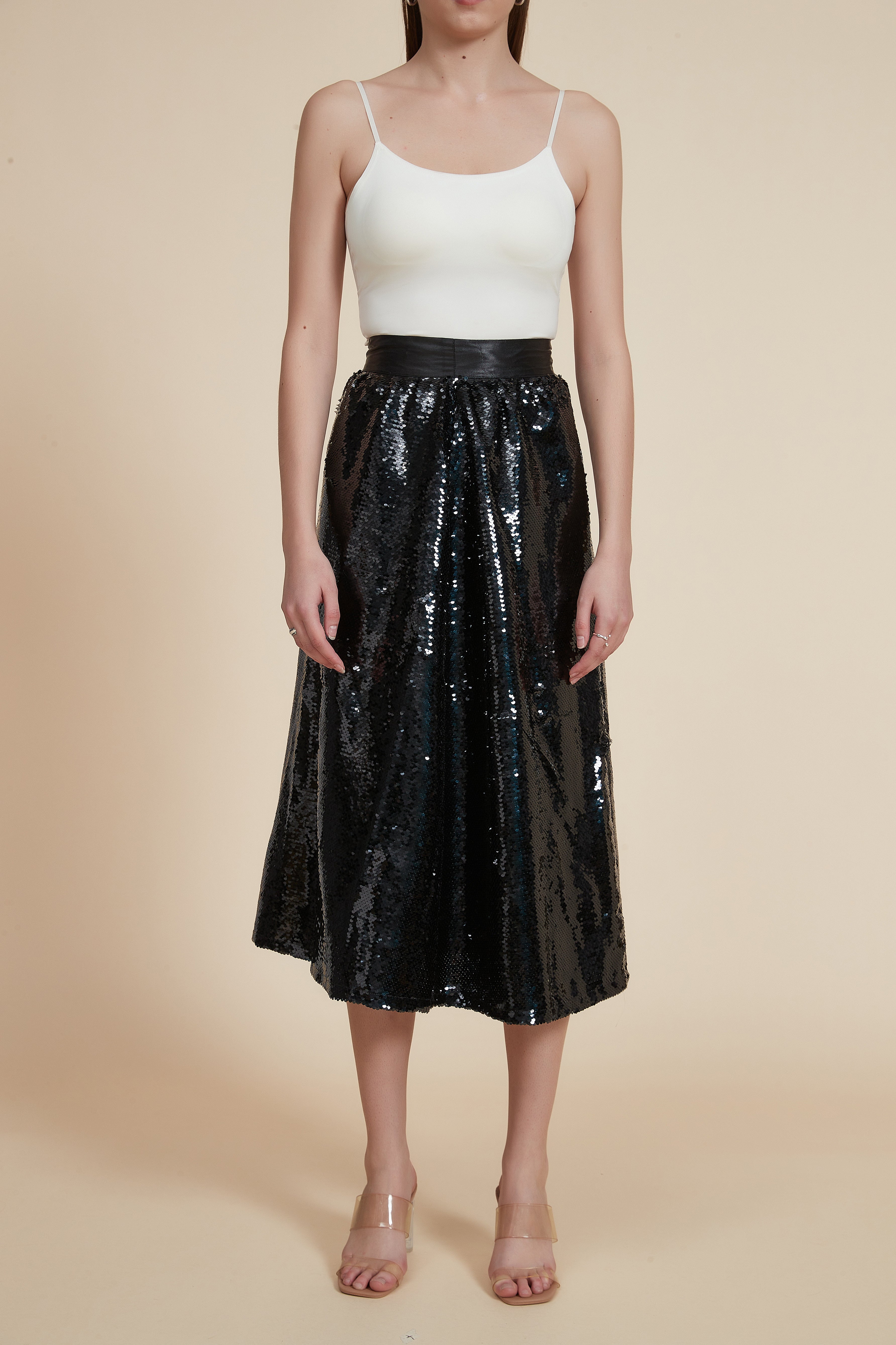 Sequin Shimmer Midi Skirt