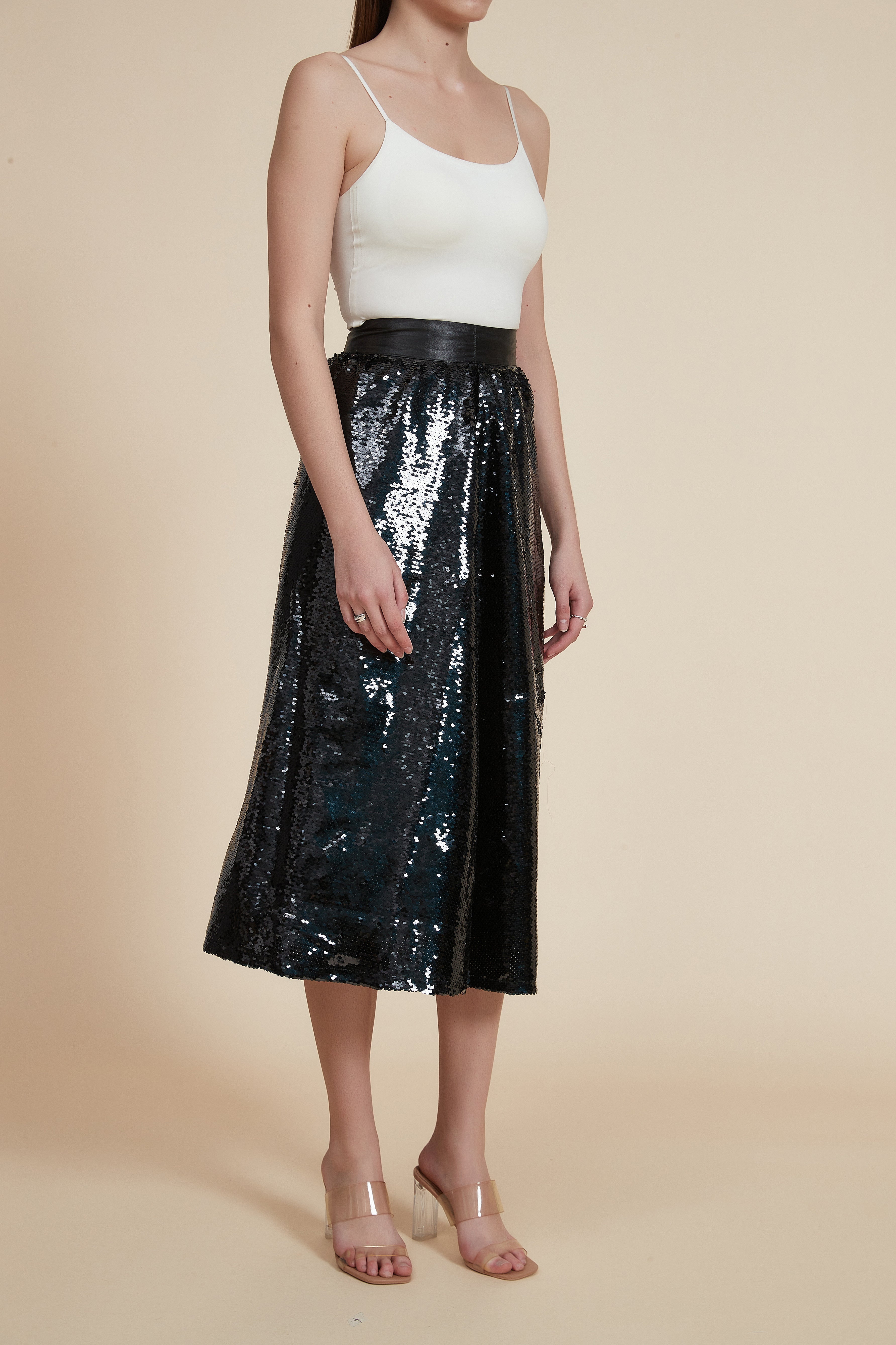 Sequin Shimmer Midi Skirt