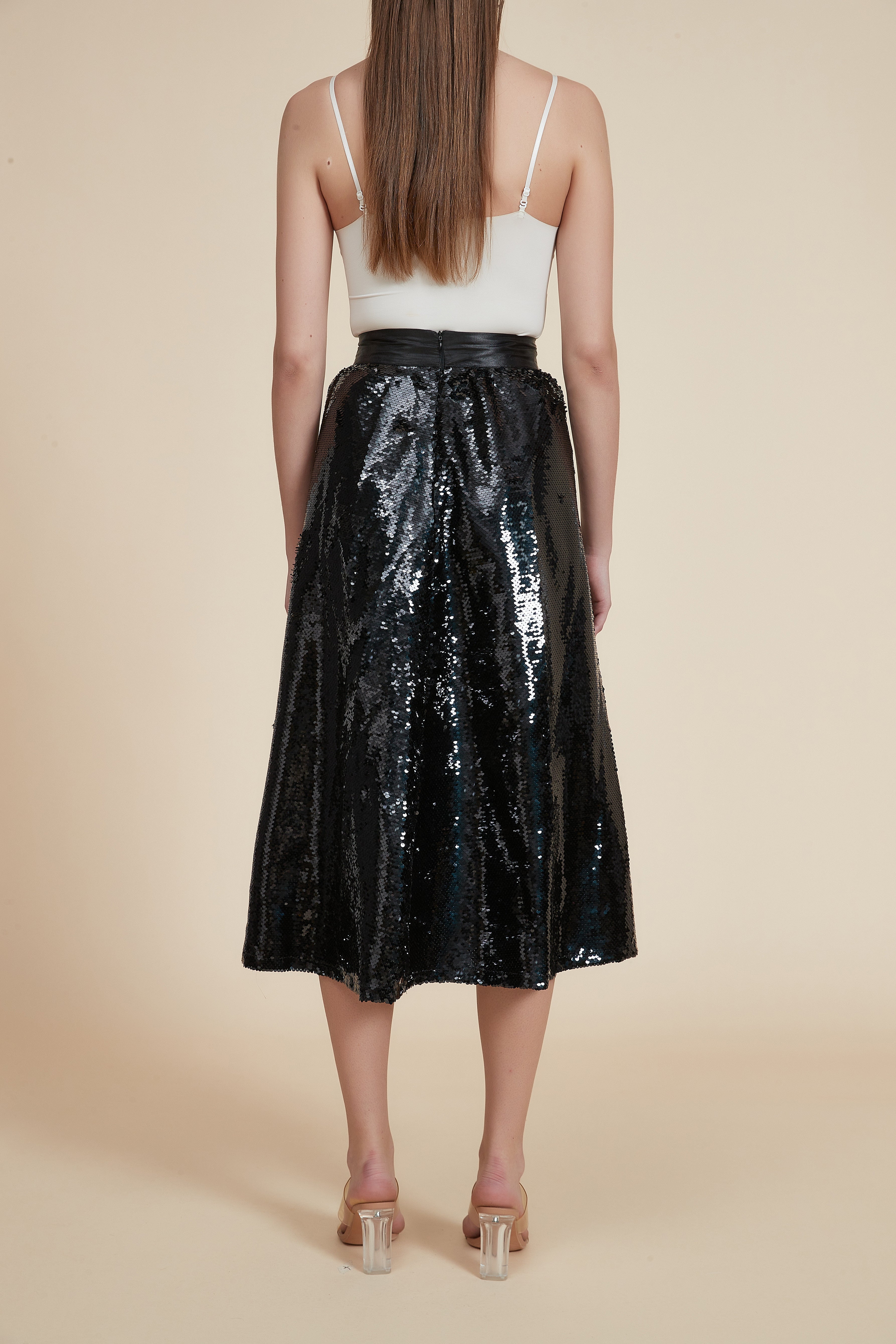 Sequin Shimmer Midi Skirt