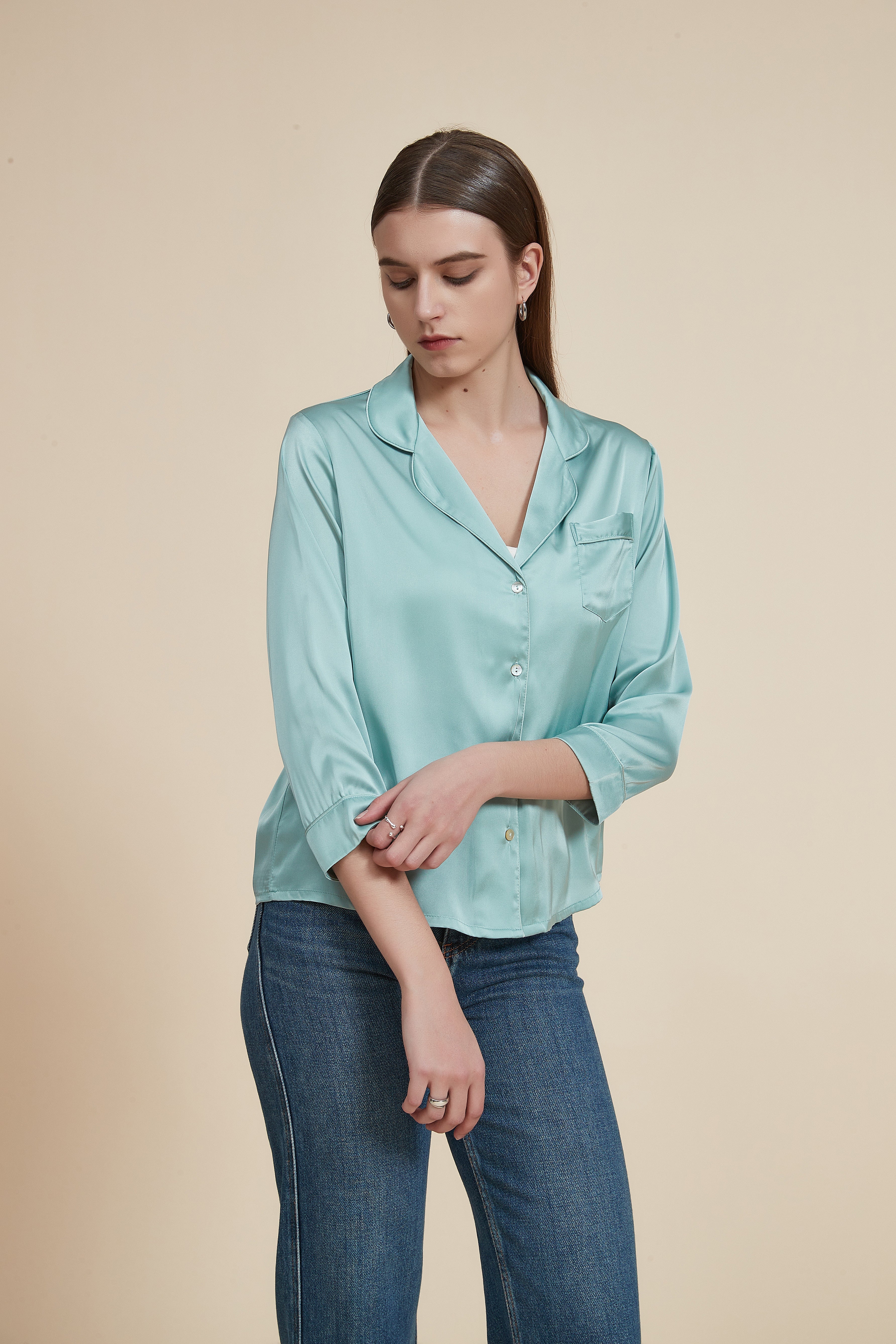 Plain 3/4 Sleeve Pajamas