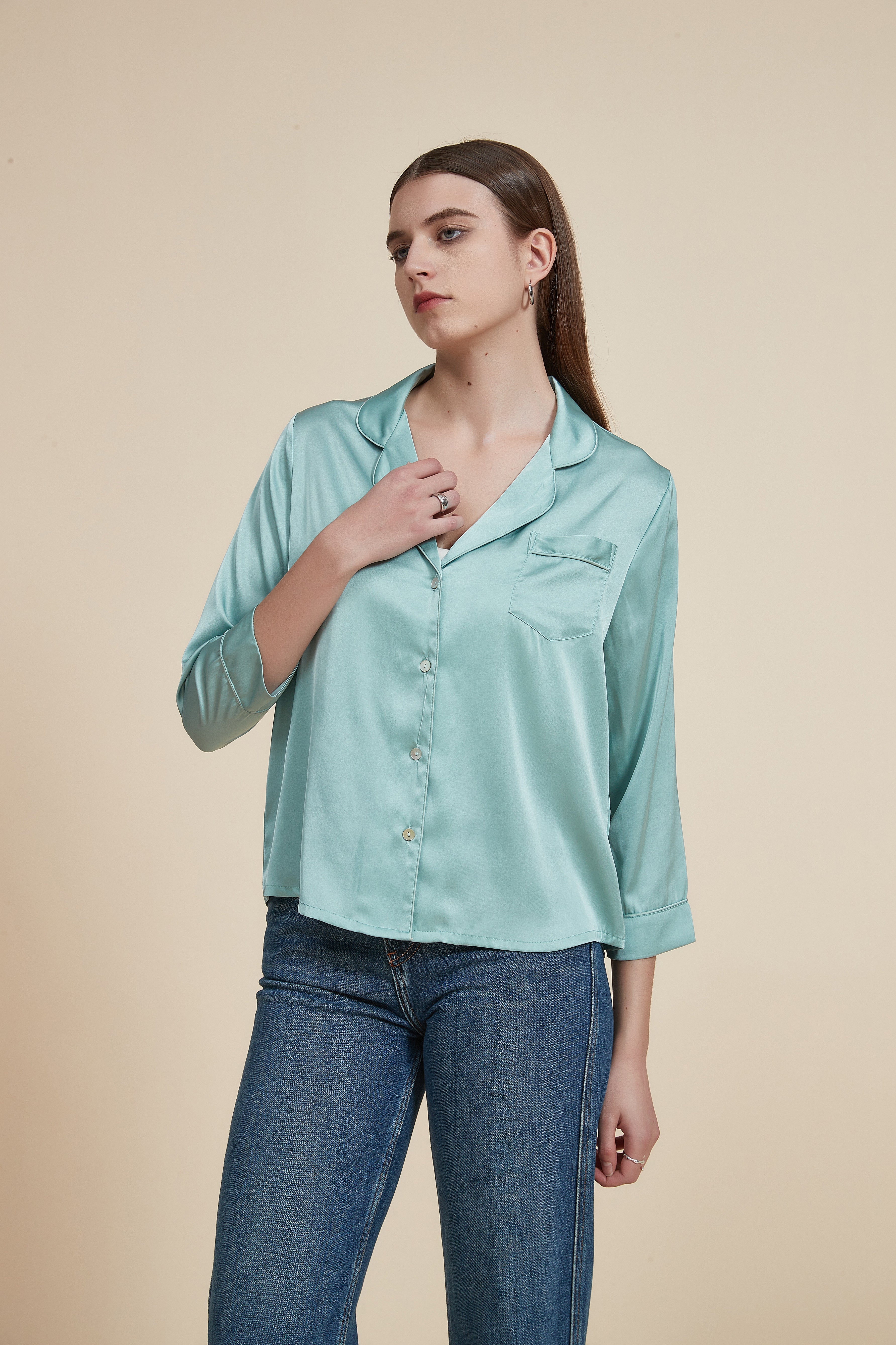 Plain 3/4 Sleeve Pajamas