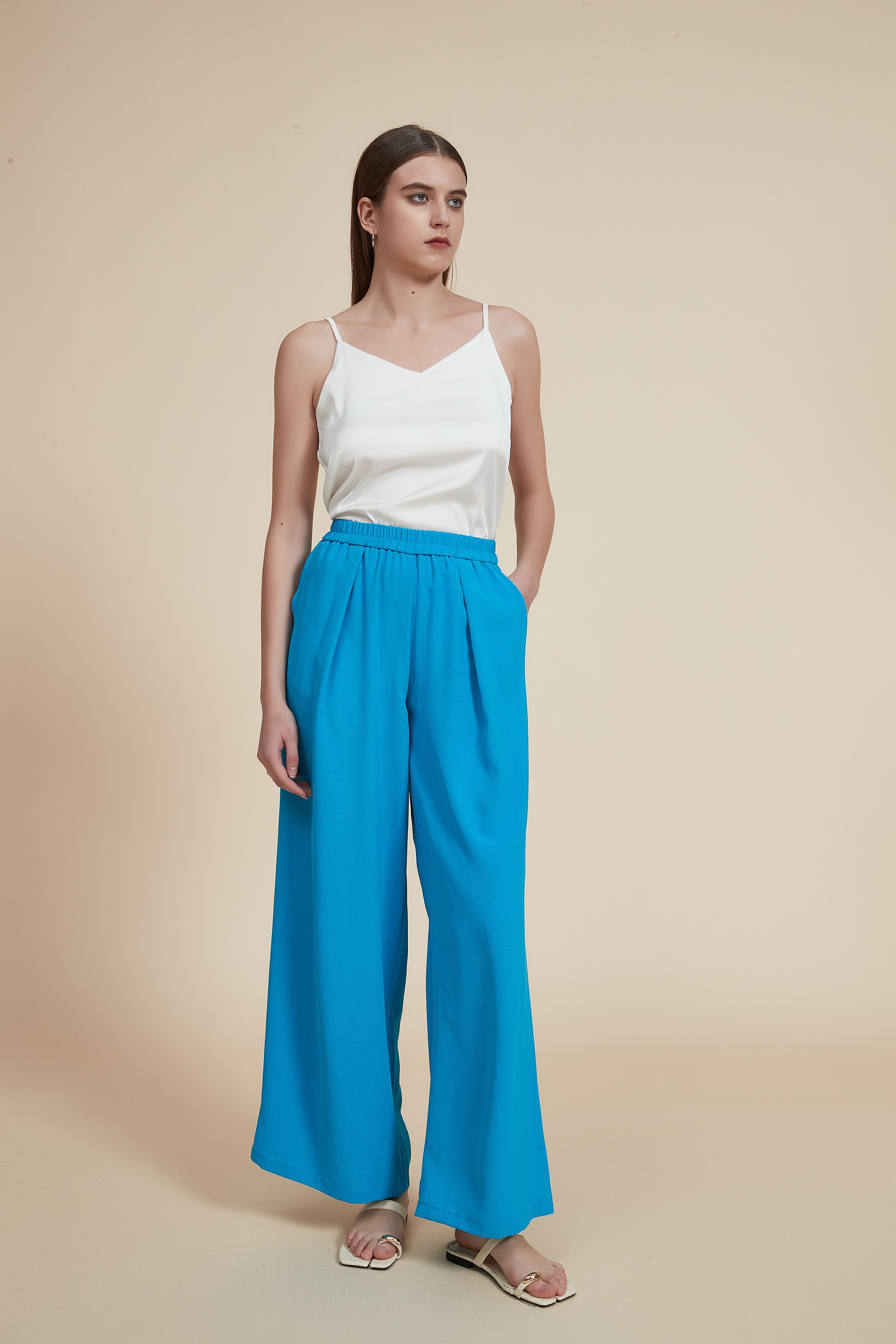 بنطلون طويل سادة برجل واسعة فضفاض