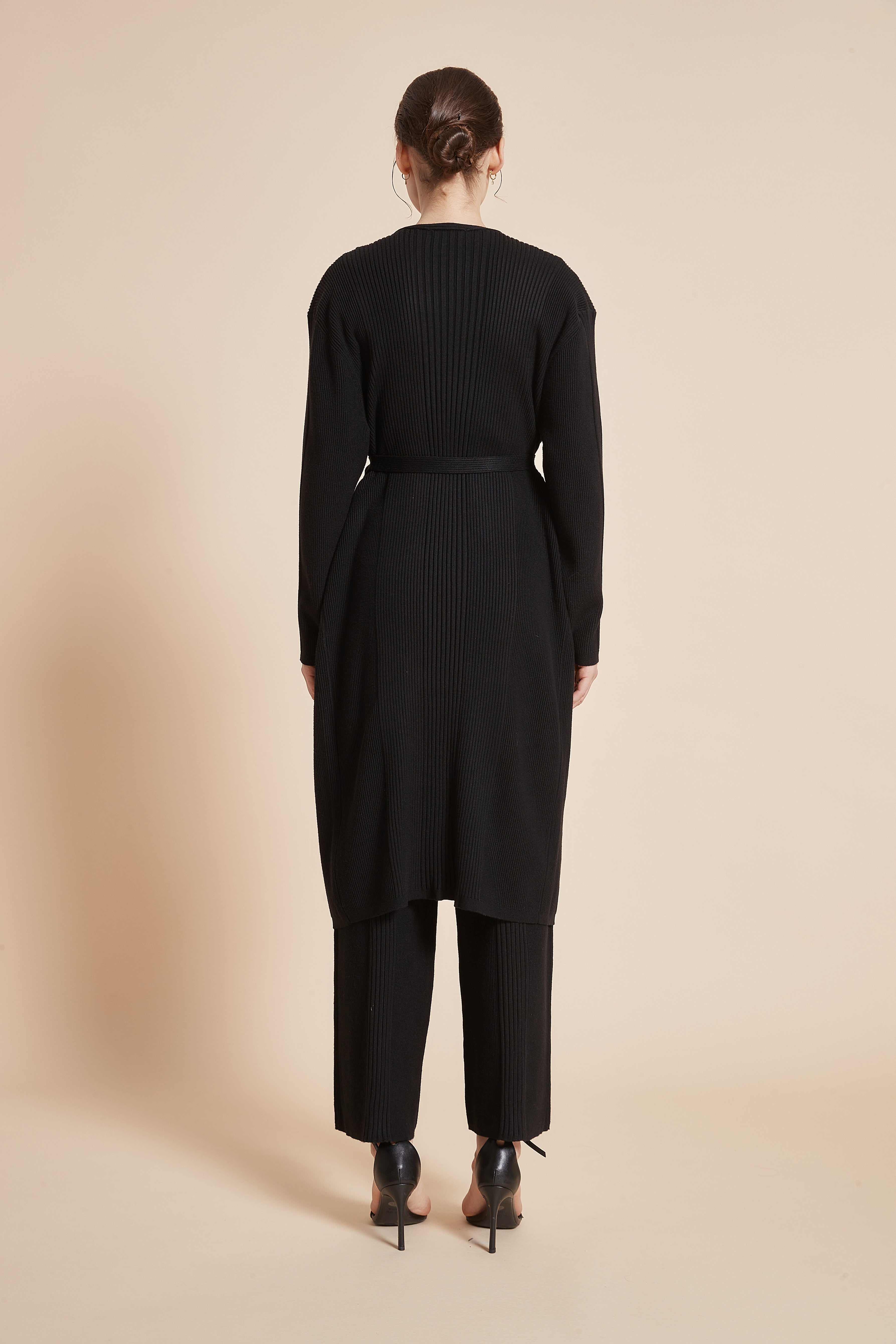 Long Ribbed Pants with Wide Legs